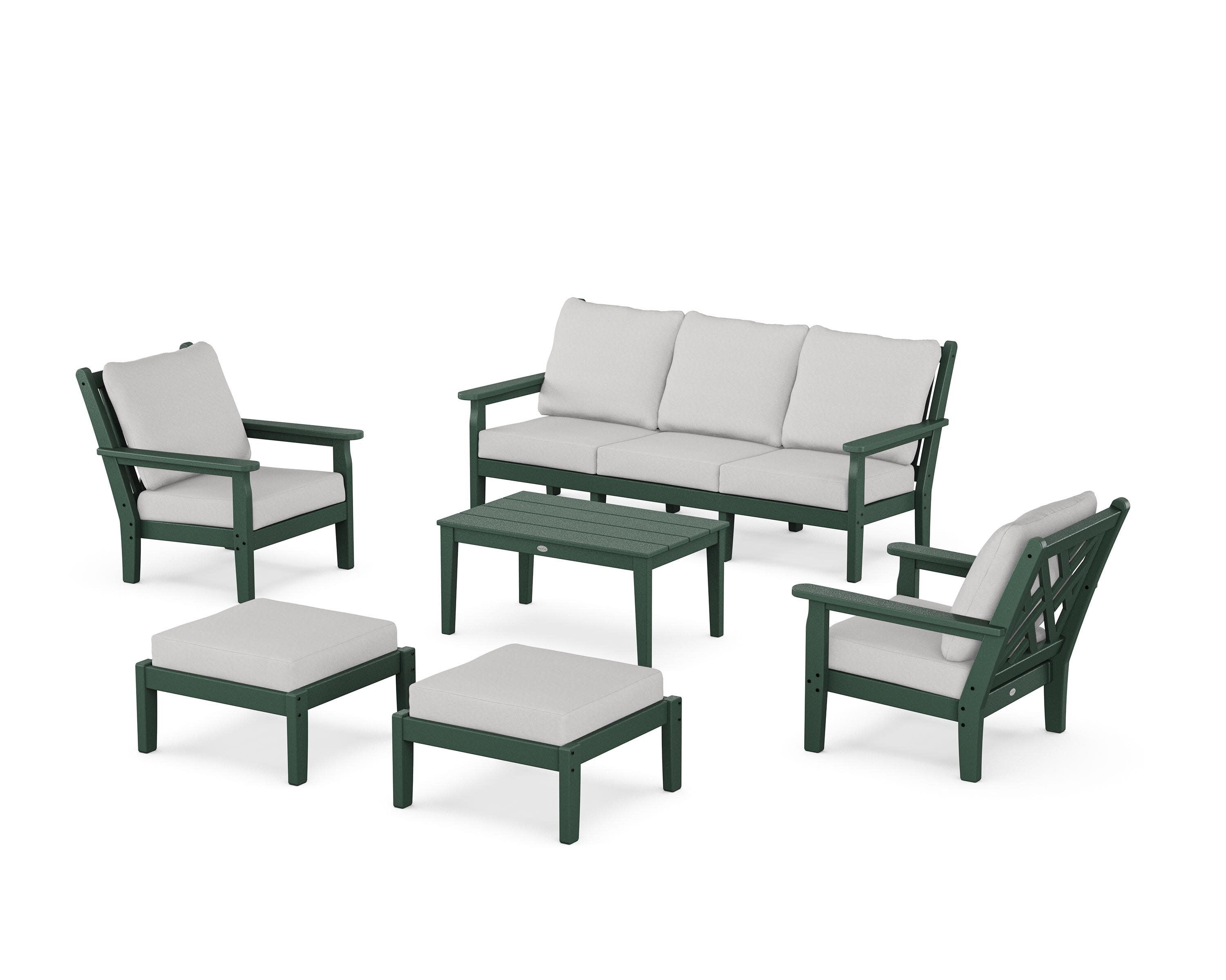 Chippendale 6-Piece Lounge Sofa Set in Green / Diamond in the Rough