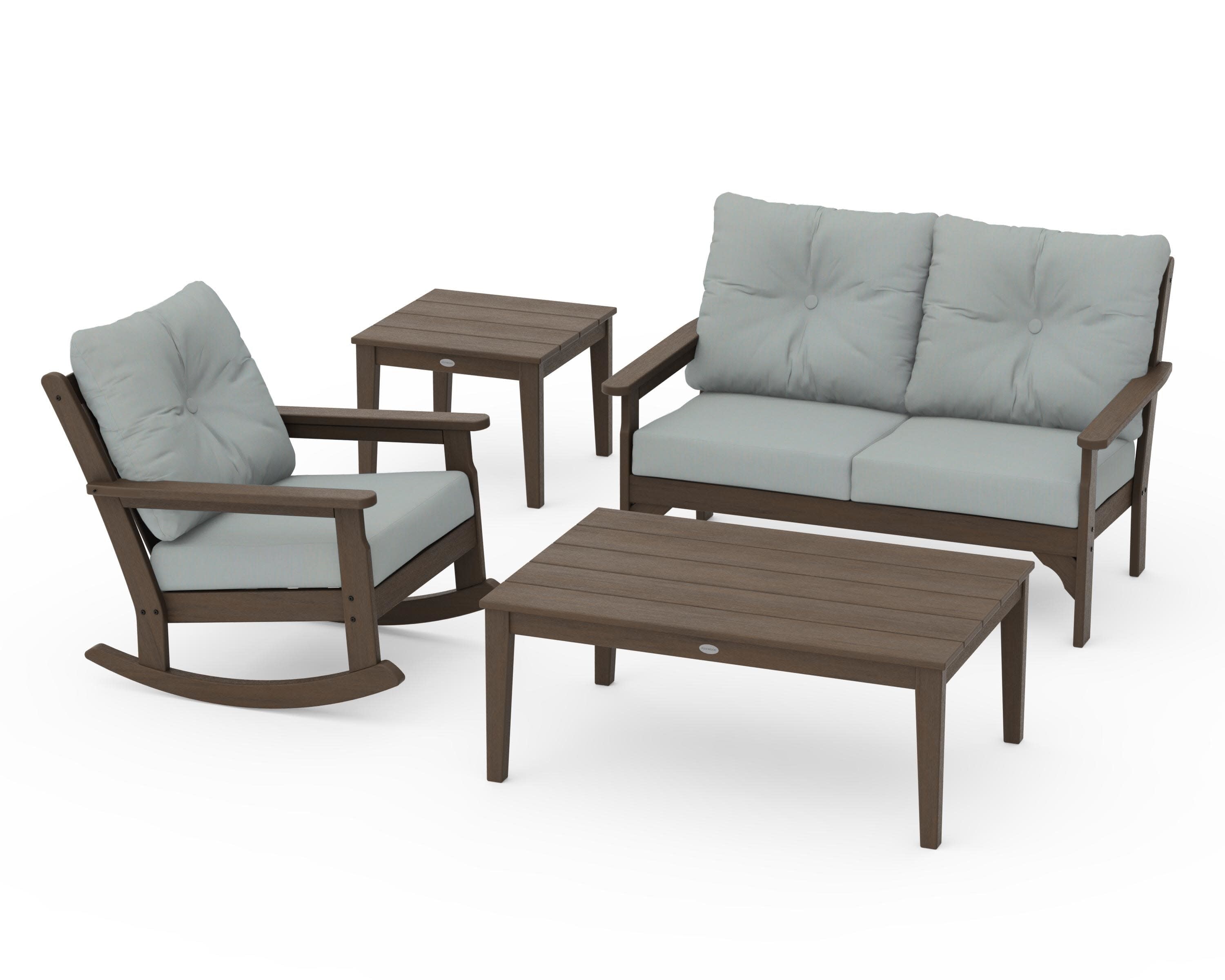Vineyard 4-Piece Deep Seating Rocker Set in Kona / Spa