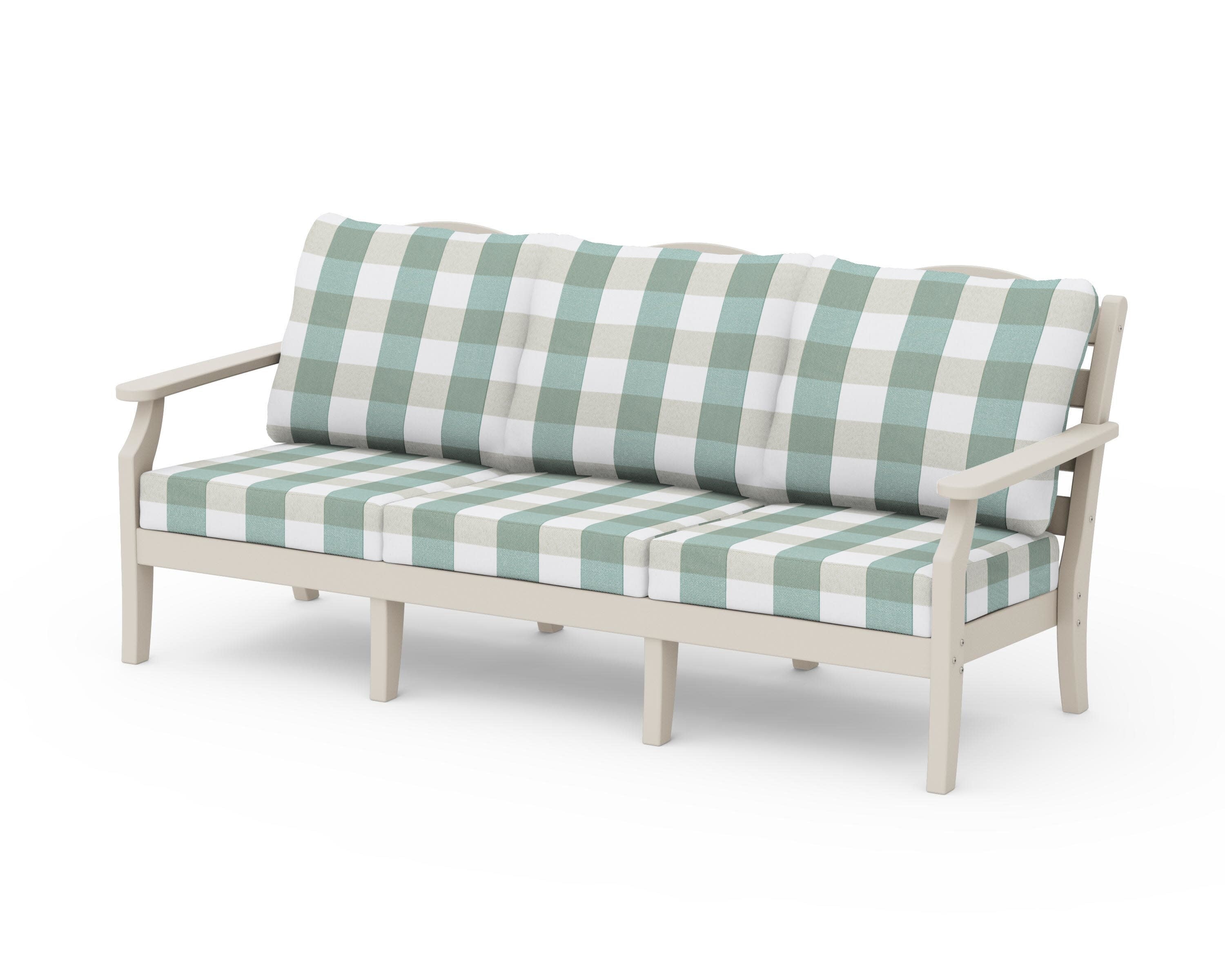 Savannah Deep Seating Sofa in Sand / Buffalo Plaid Glacier Spa