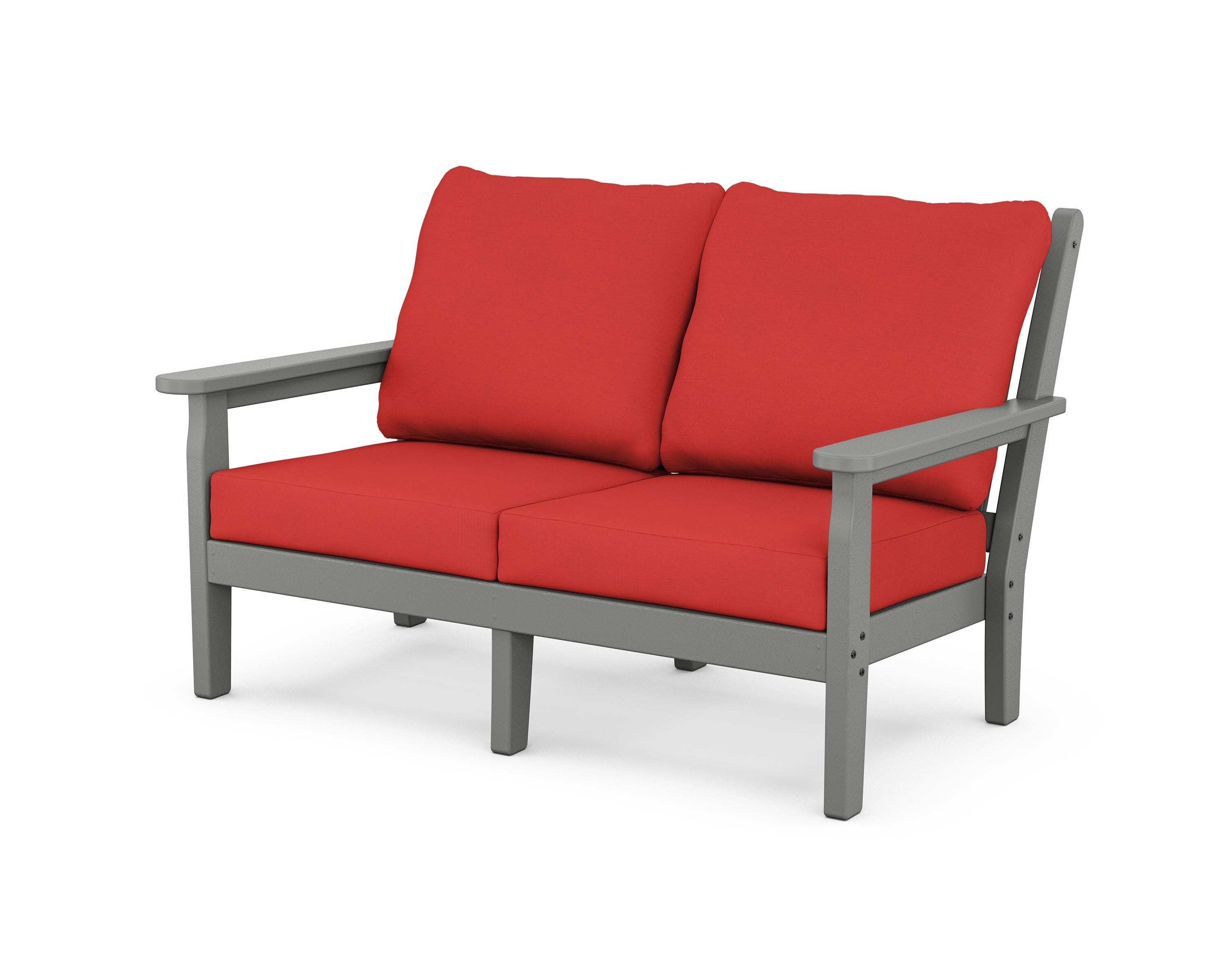 Chippendale Deep Seating Loveseat in Slate Grey / Crimson Linen