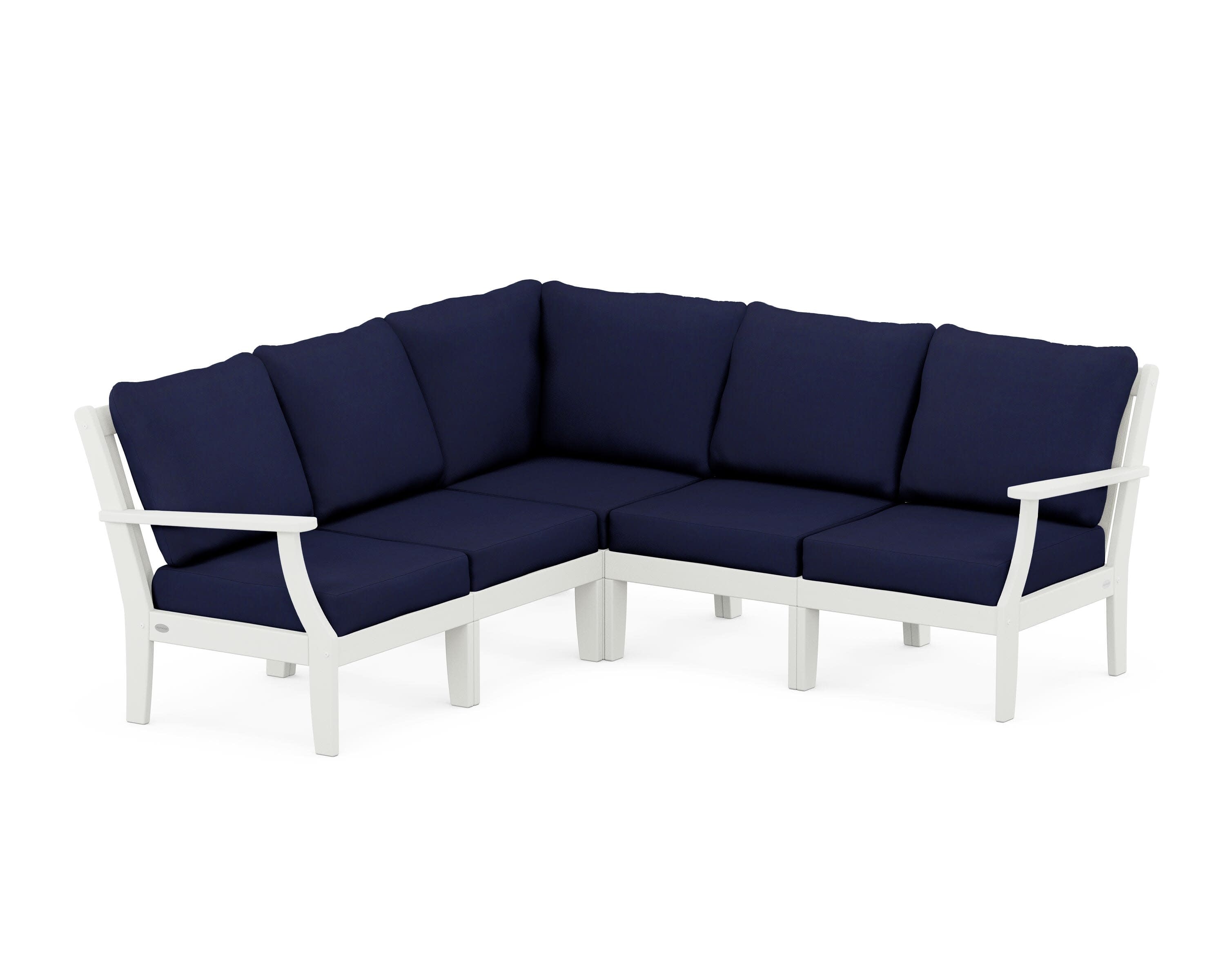 Braxton Modular 5-Piece Deep Seating Set in Vintage White / Navy