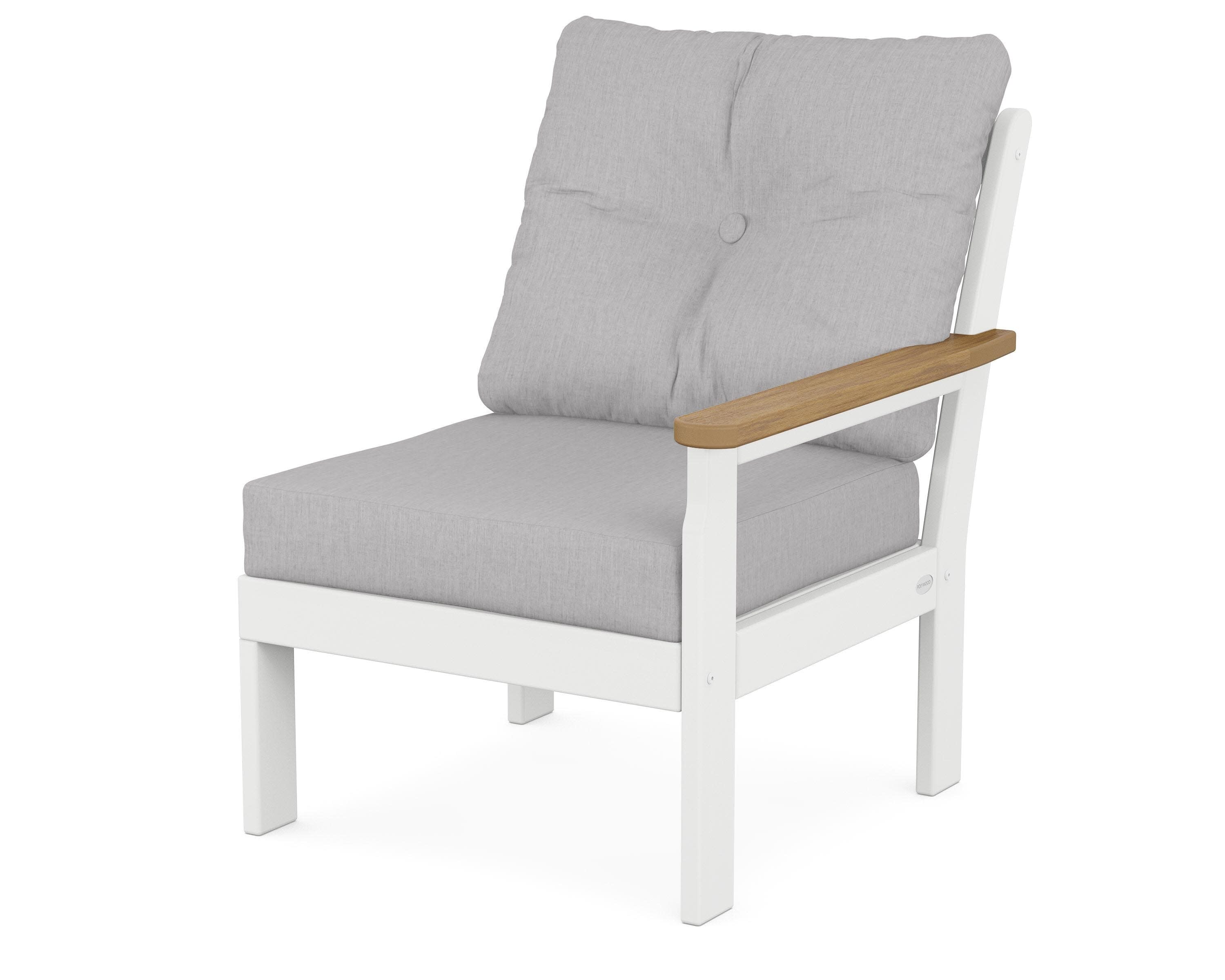 Vineyard Modular Right Arm Chair in White / Natural / Granite