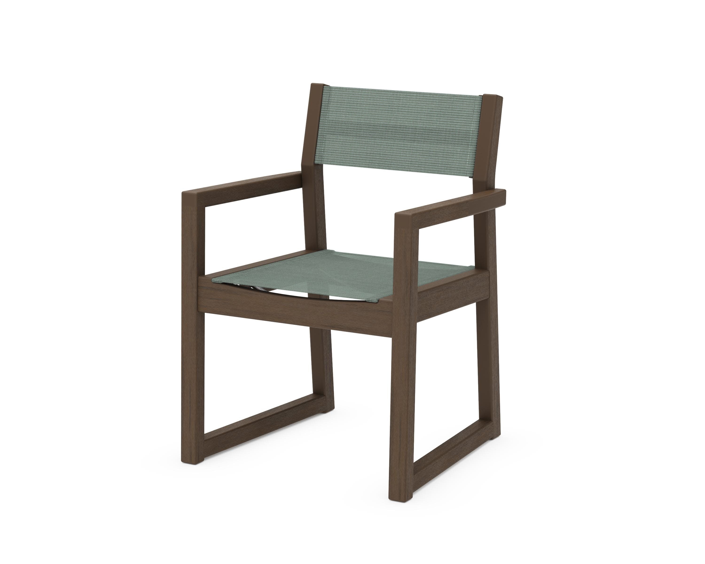 EDGE Sling Dining Arm Chair in Kona / Dupioni Sea Mist Sling