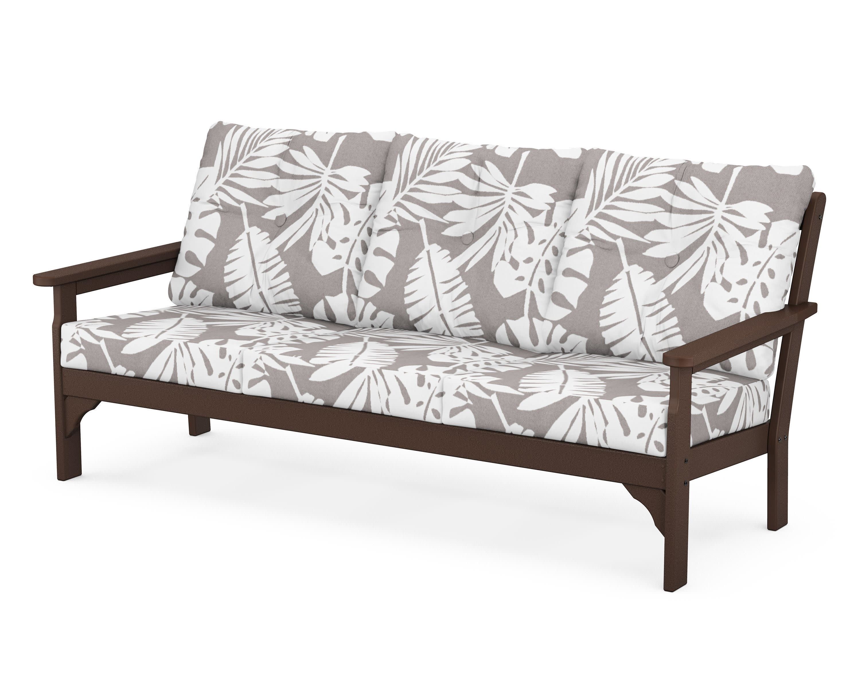 Vineyard Deep Seating Sofa in Mahogany / Leaf Grey Mist