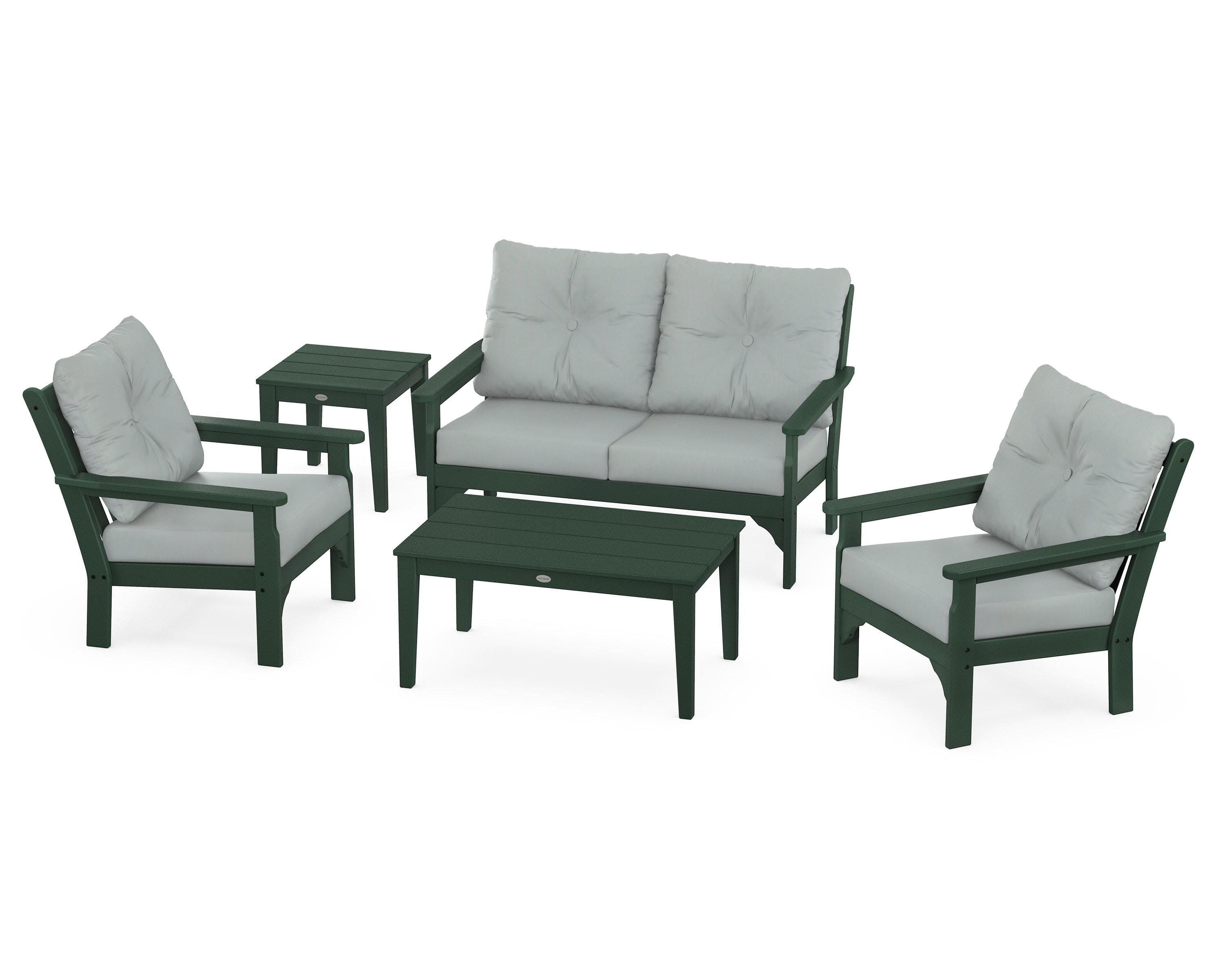 Vineyard 5-Piece Deep Seating Set in Green / Spa