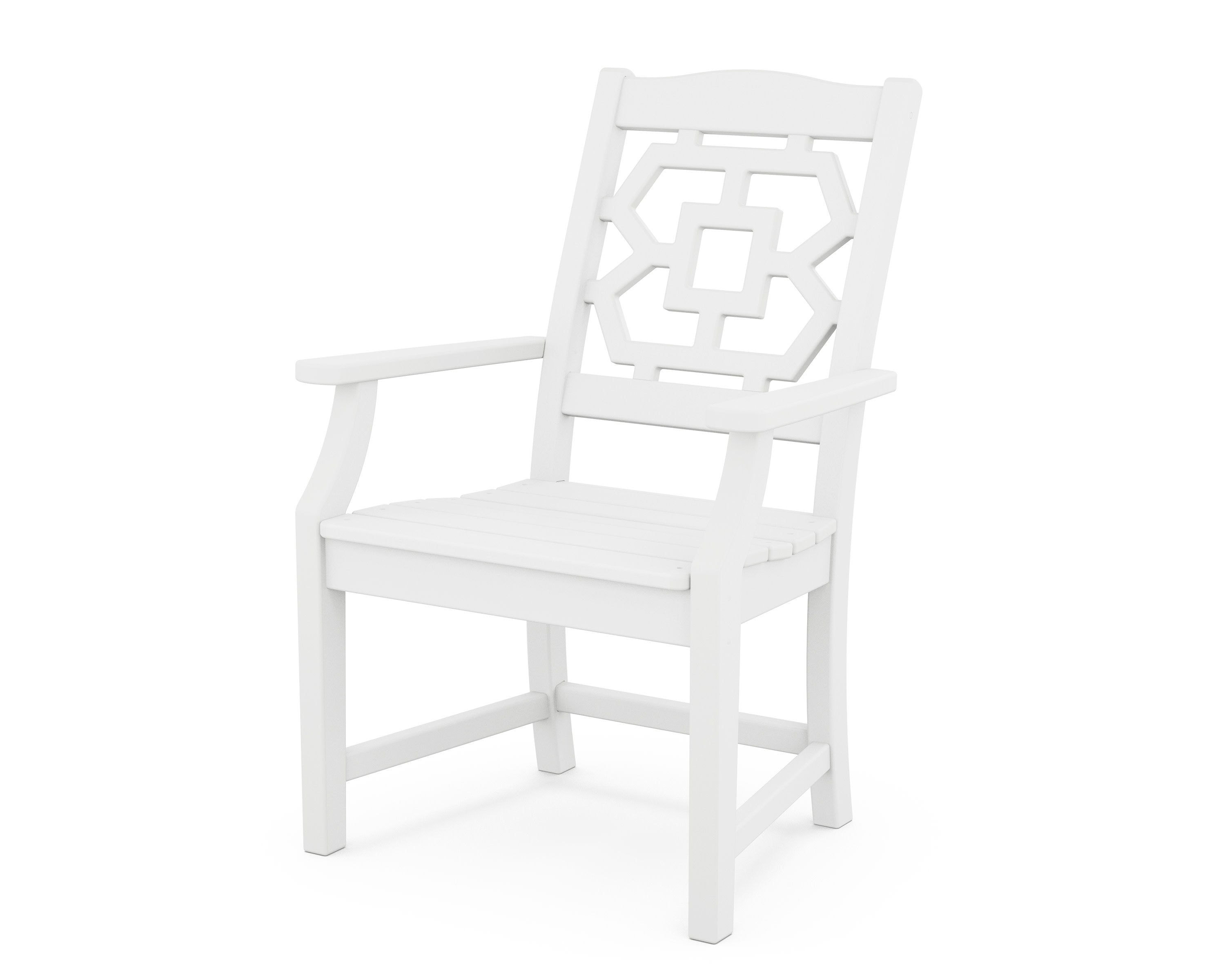 Chinoiserie Dining Arm Chair in White