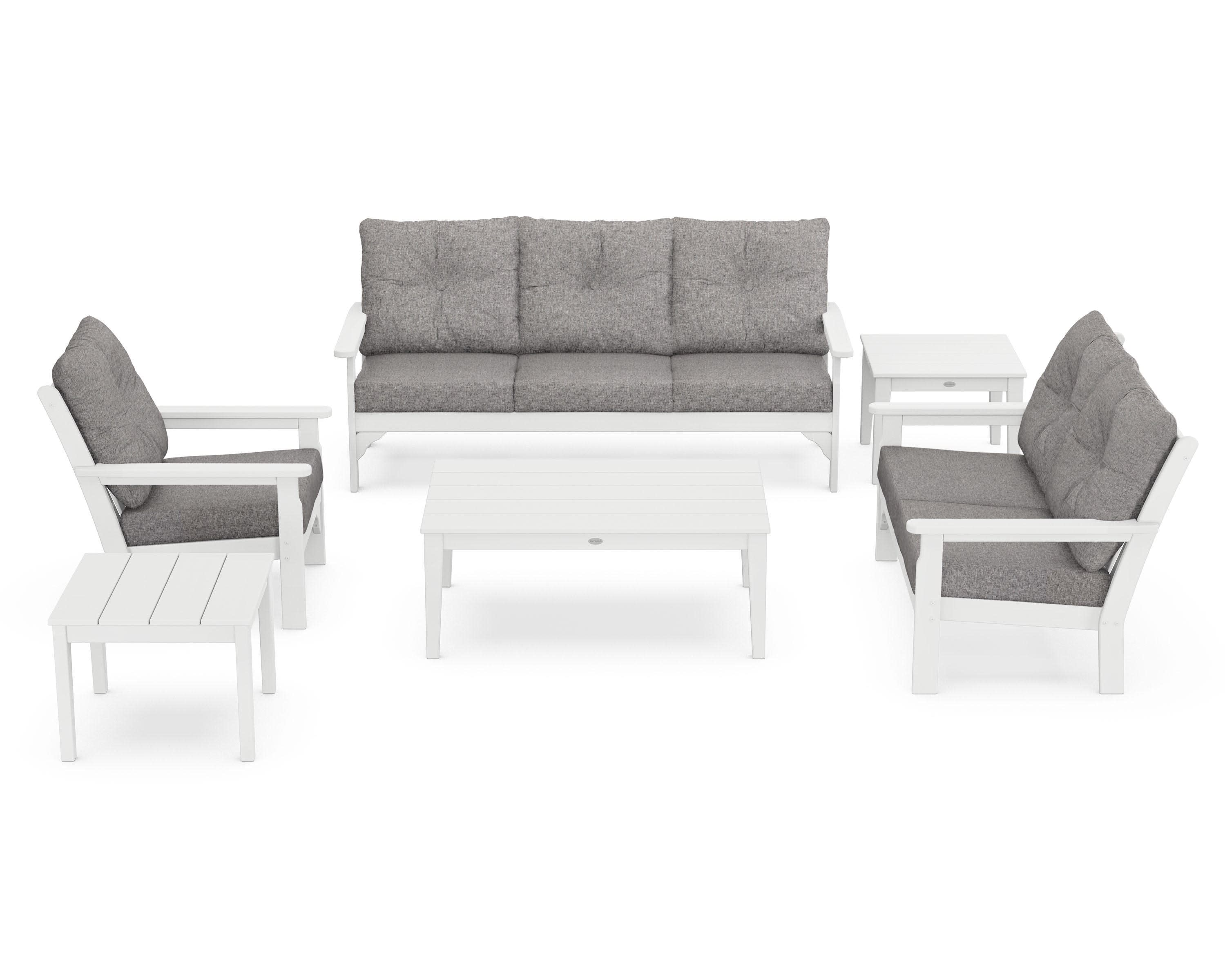 Vineyard 6-Piece Deep Seating Set in White / Grey Mist
