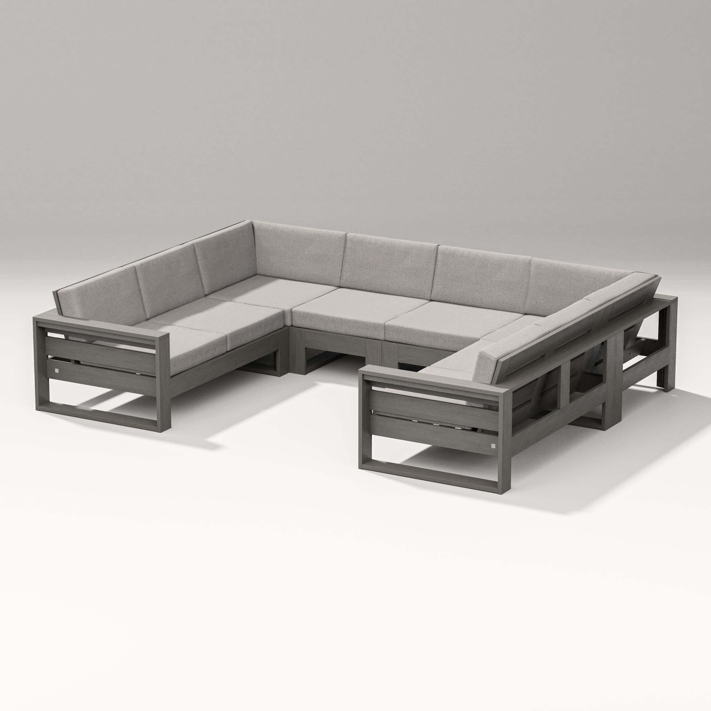 Latitude U-Shaped Sectional in Driftwood / Weathered Tweed