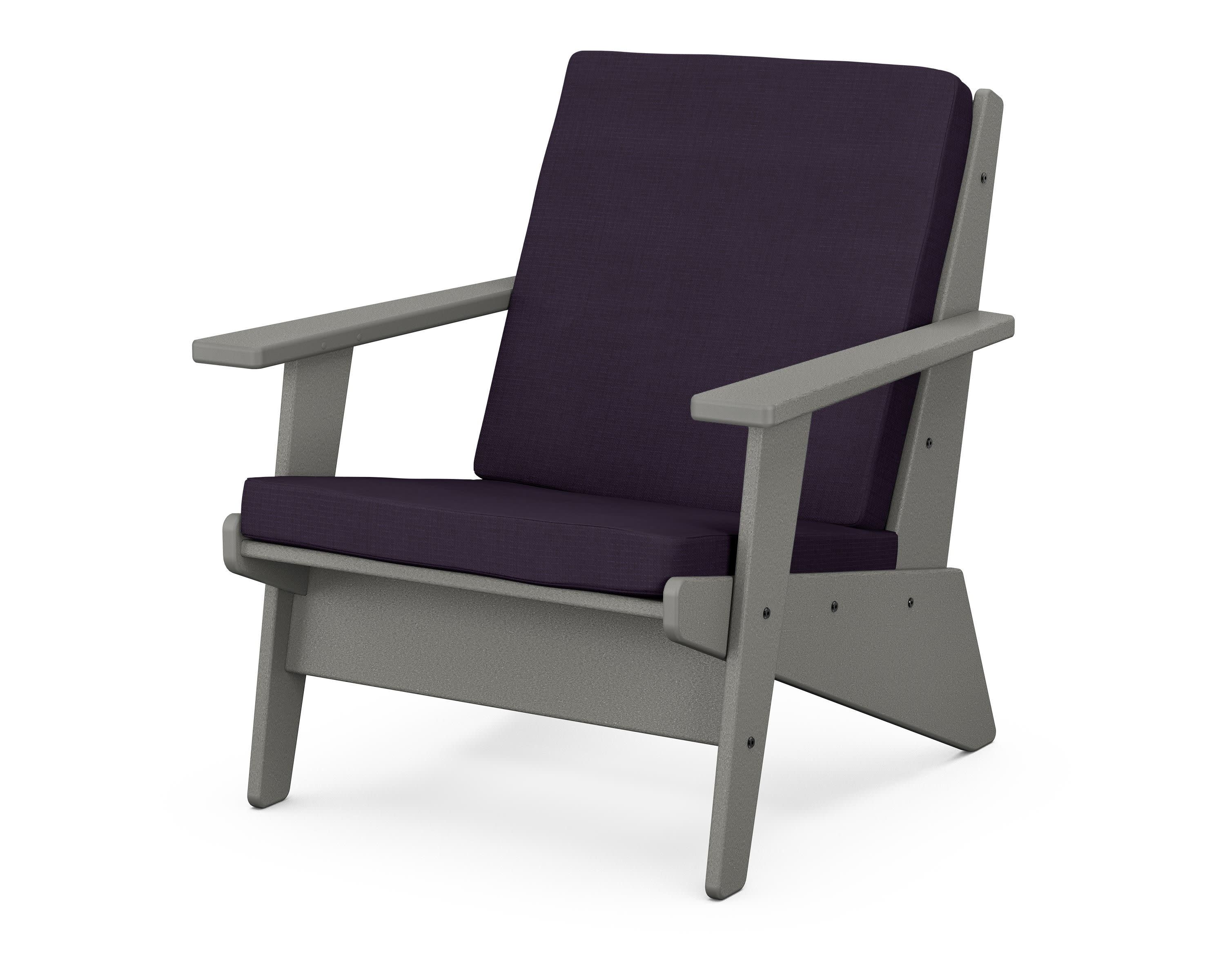 Riviera Modern Lounge Chair in Slate Grey / Navy Linen