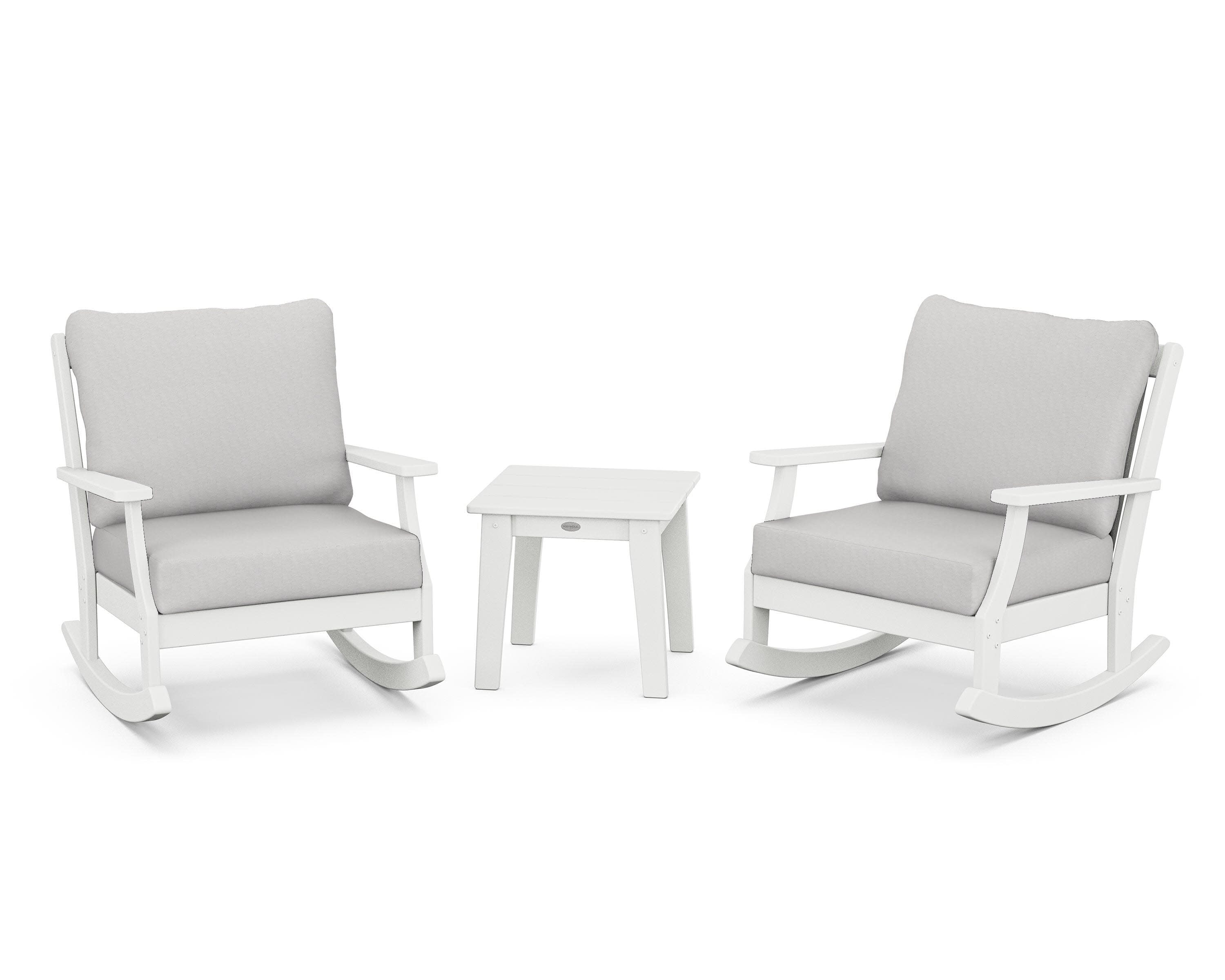 Braxton 3-Piece Deep Seating Rocker Set in White / Diamond in the Rough