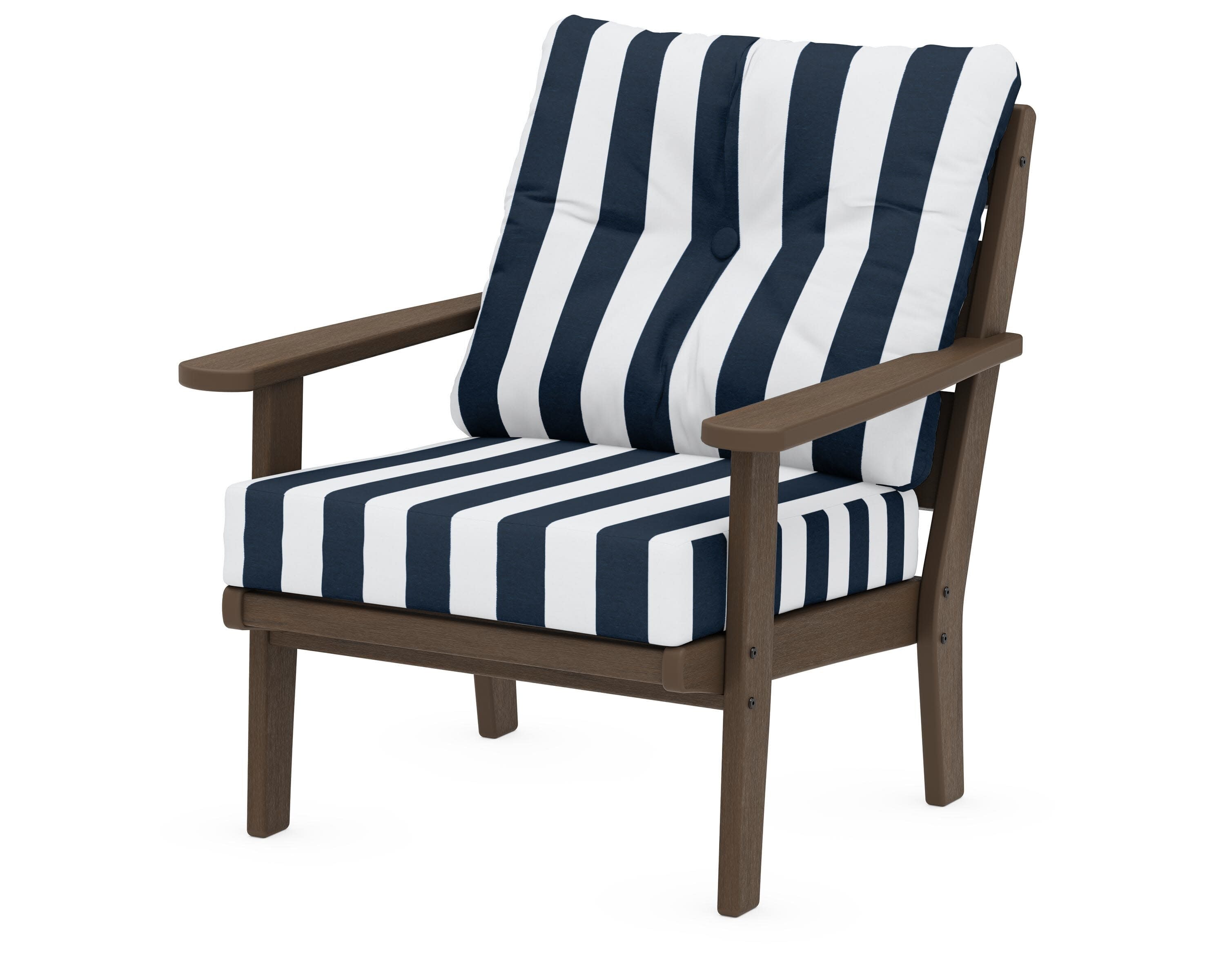 Lakeside Deep Seating Chair in Kona / Cabana Stripe Marine Indigo