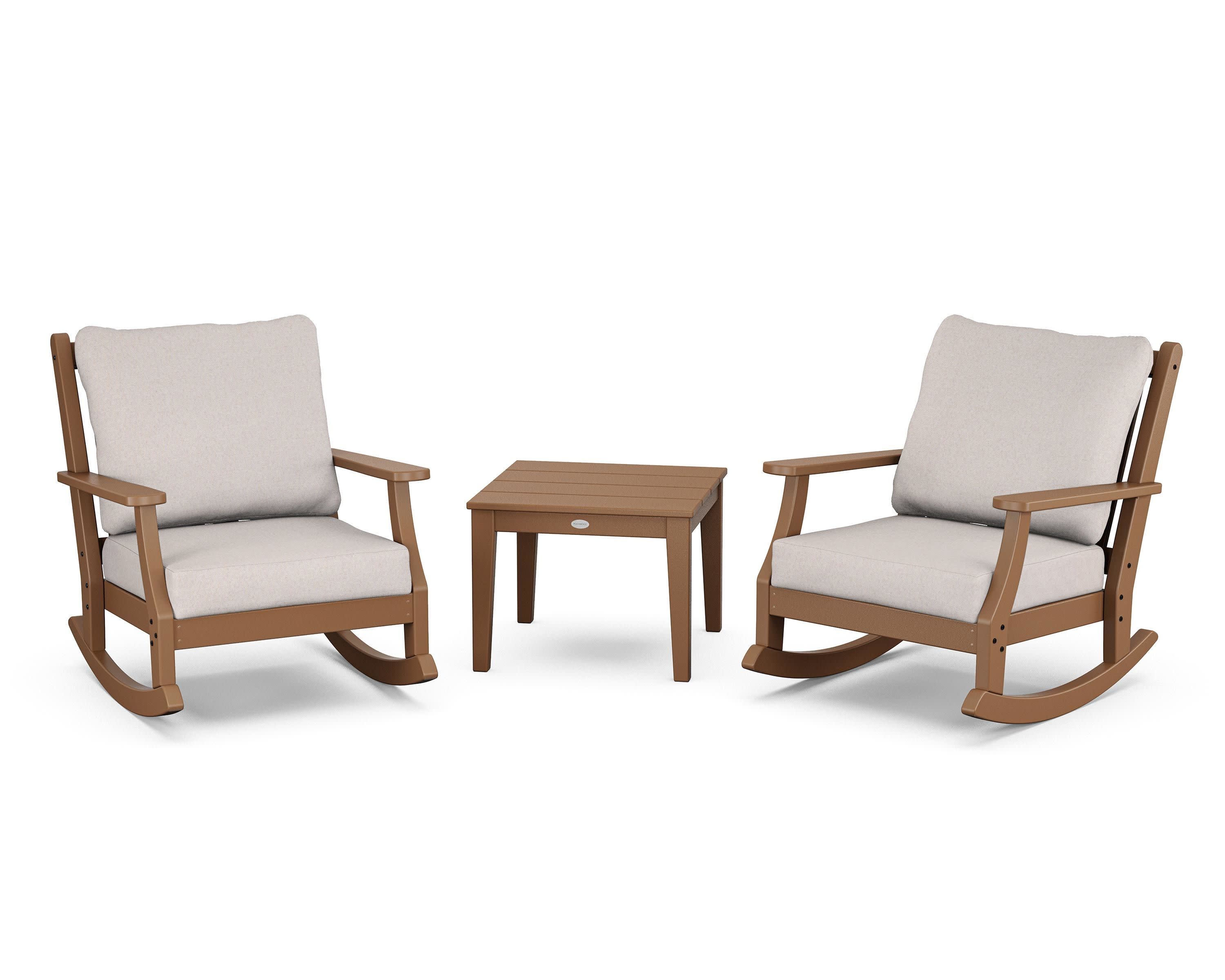 Wovendale 3-Piece Deep Seating Rocker Set in Teak / Dune Burlap