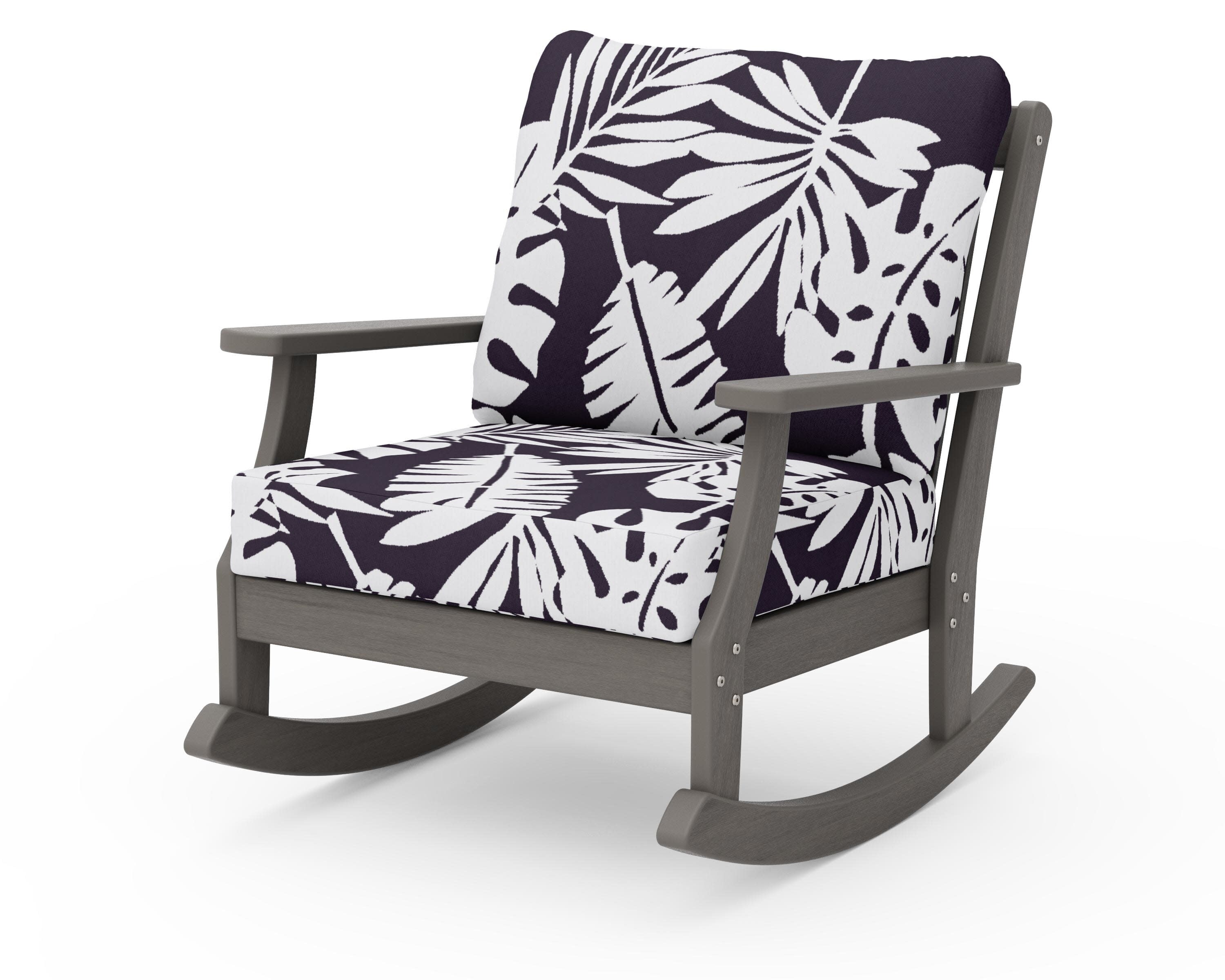 Braxton Deep Seating Rocking Chair in Driftwood / Leaf Navy