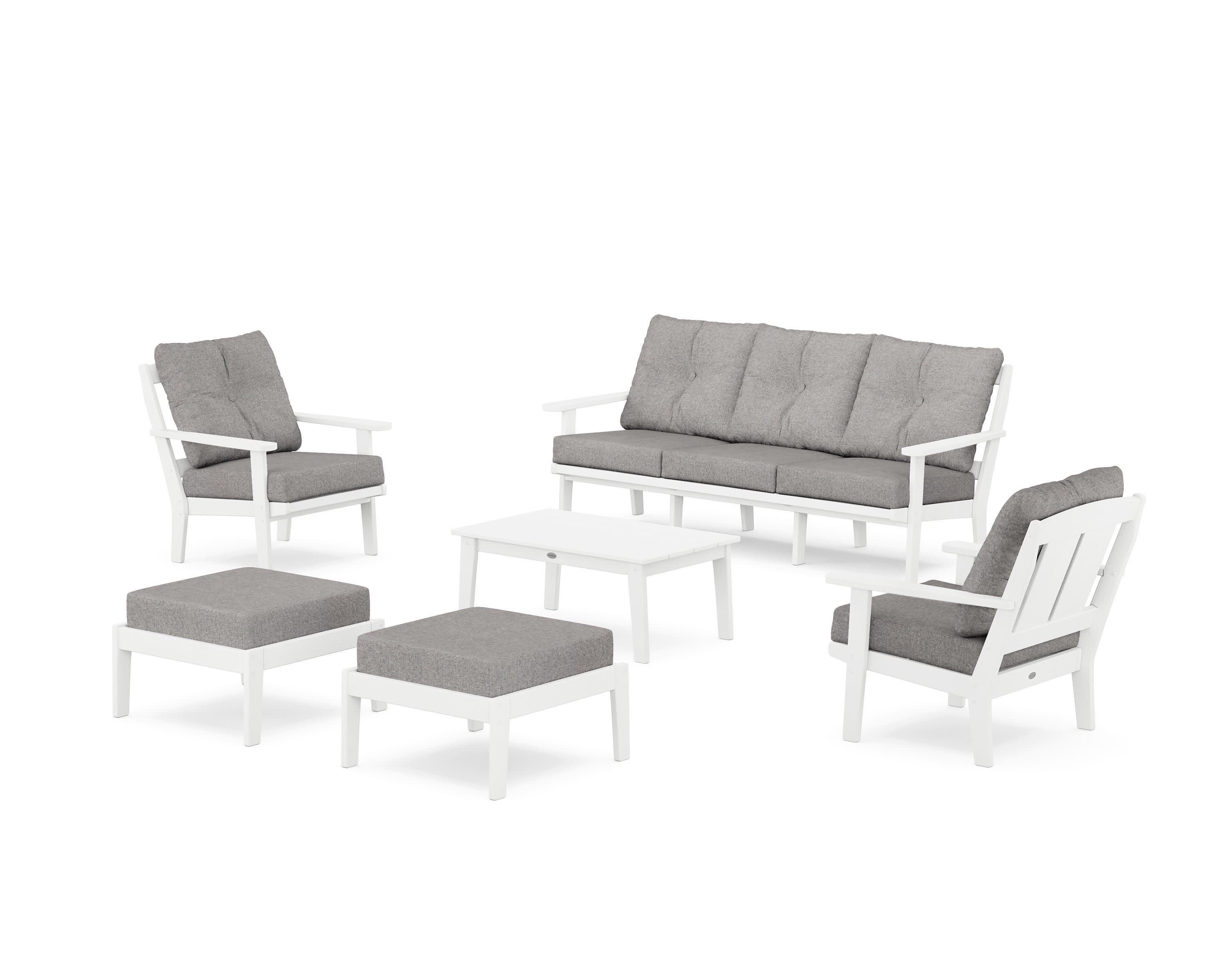 Mission 6-Piece Lounge Sofa Set in White / Grey Mist