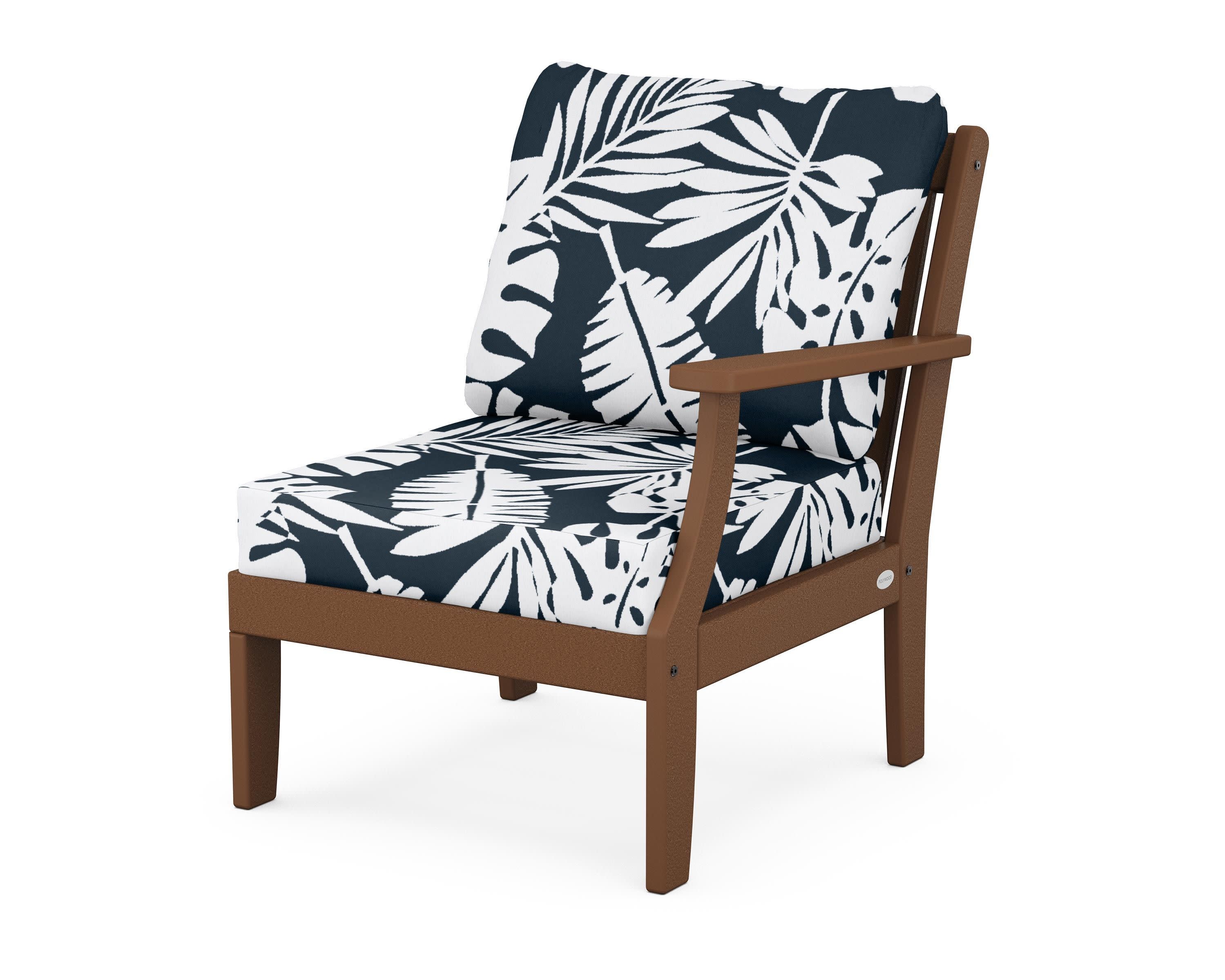 Braxton Modular Right Arm Chair in Teak / Leaf Marine Indigo