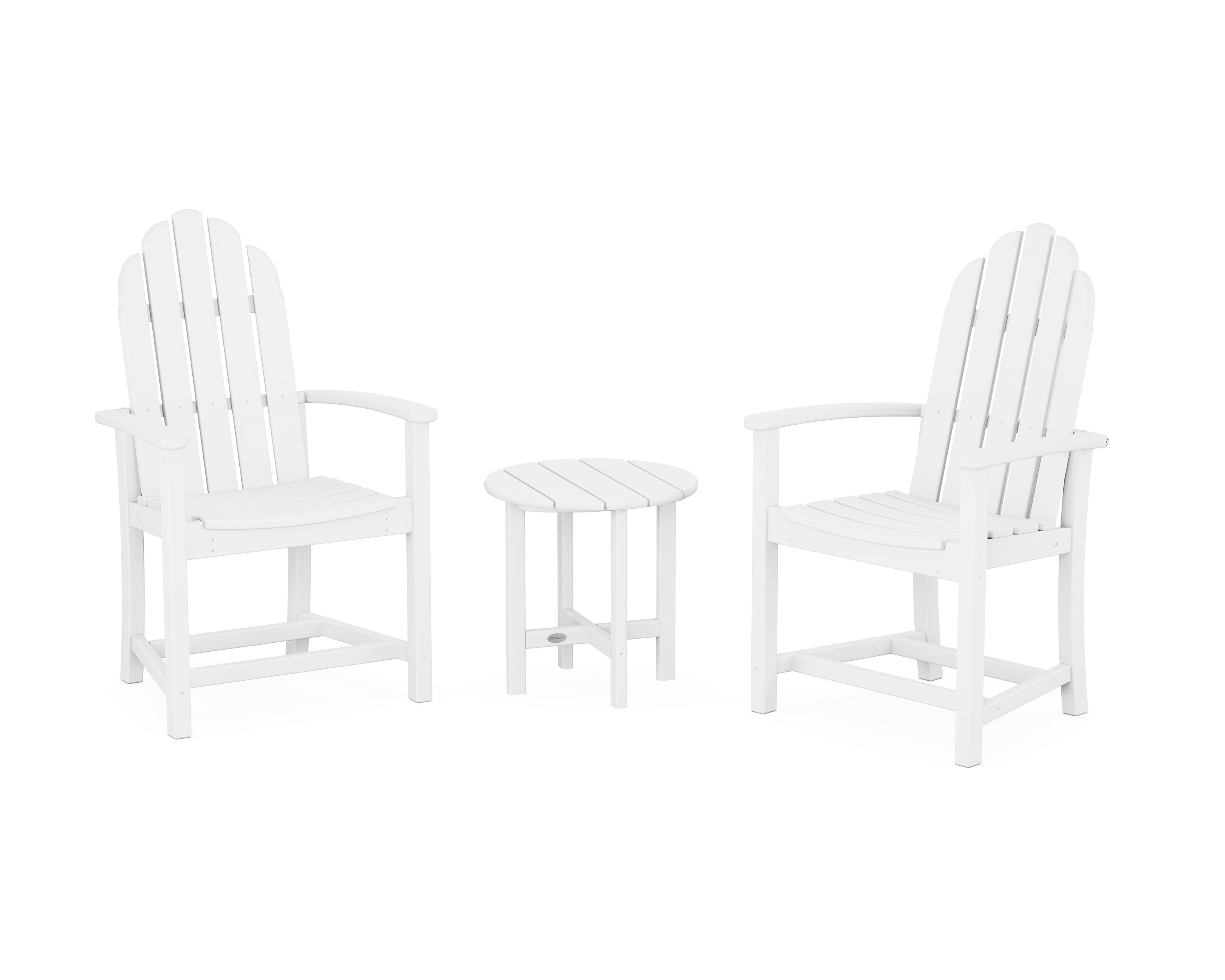 Classic 3-Piece Upright Adirondack Chair Set in White