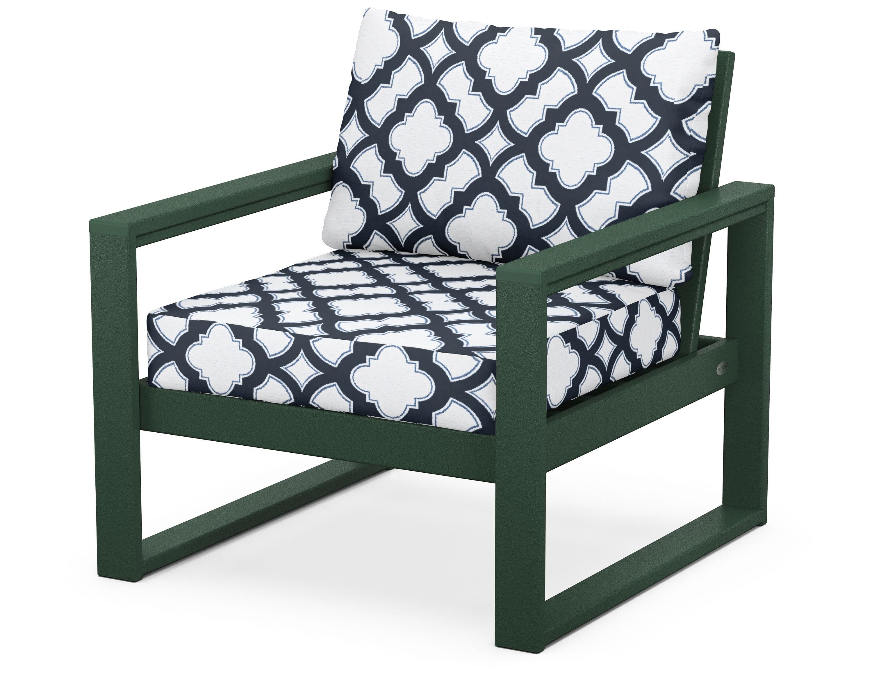 EDGE Club Chair in Green / Trellis Marine Indigo