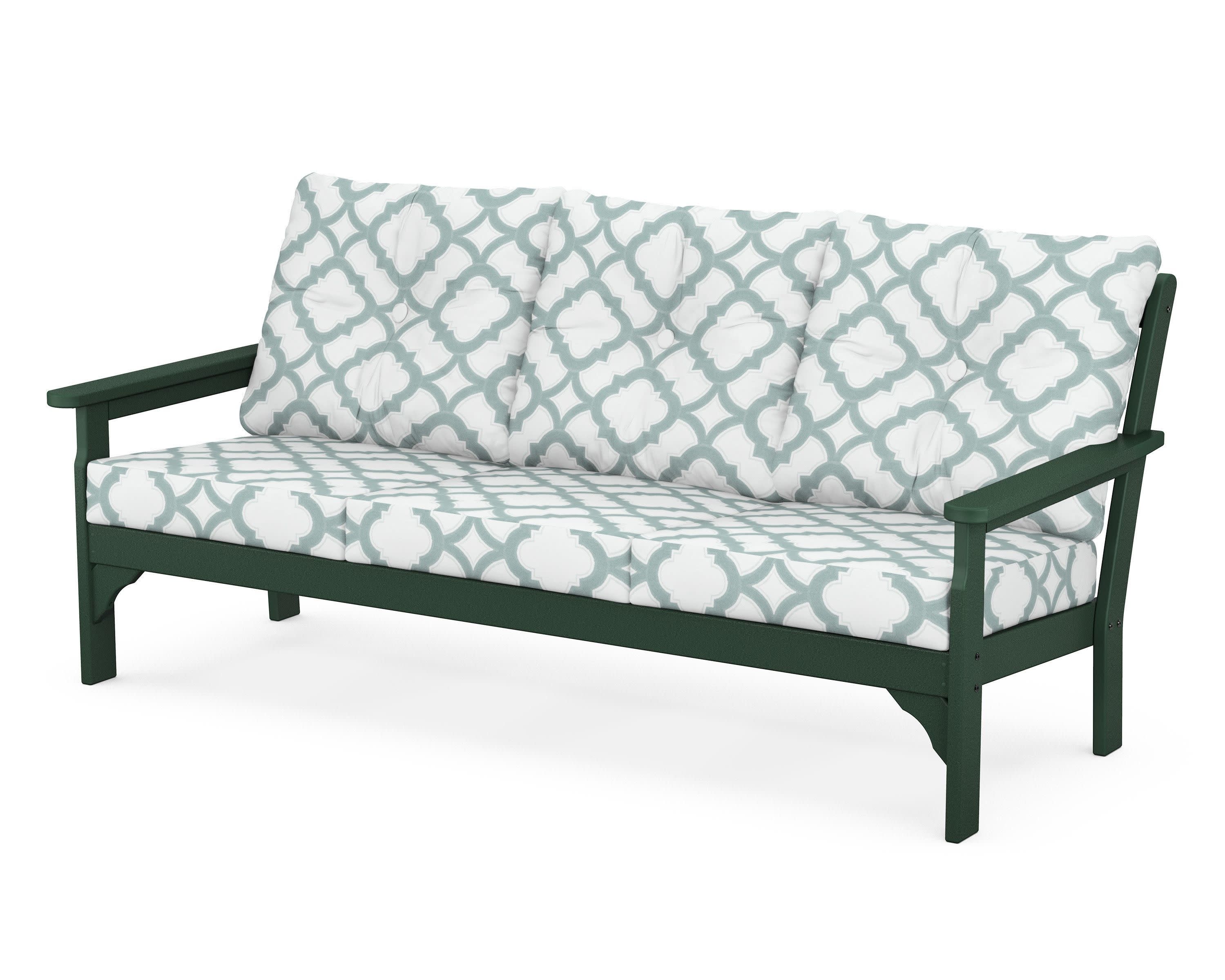 Vineyard Deep Seating Sofa in Green / Trellis Glacier Spa