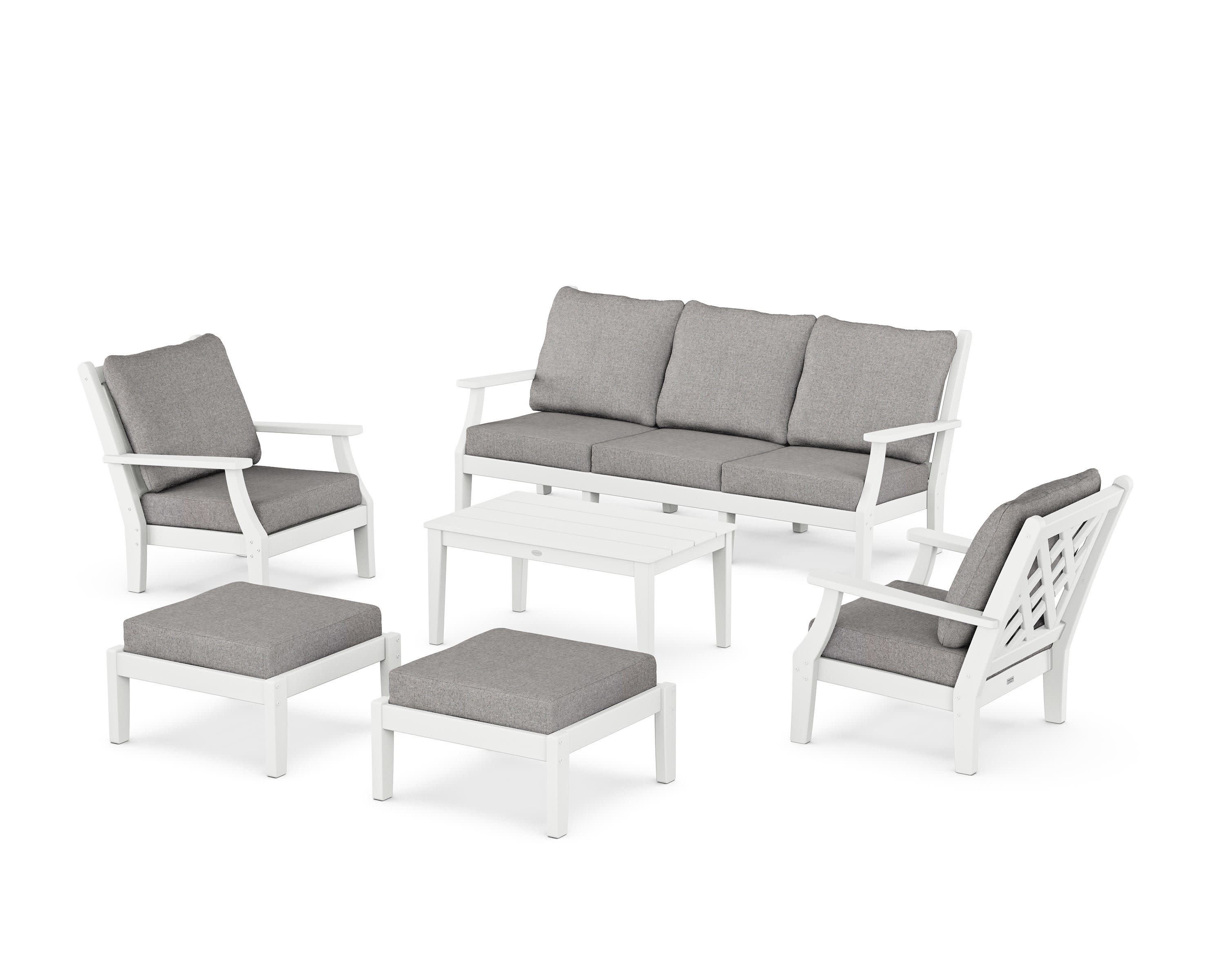 Wovendale 6-Piece Lounge Sofa Set in White / Grey Mist