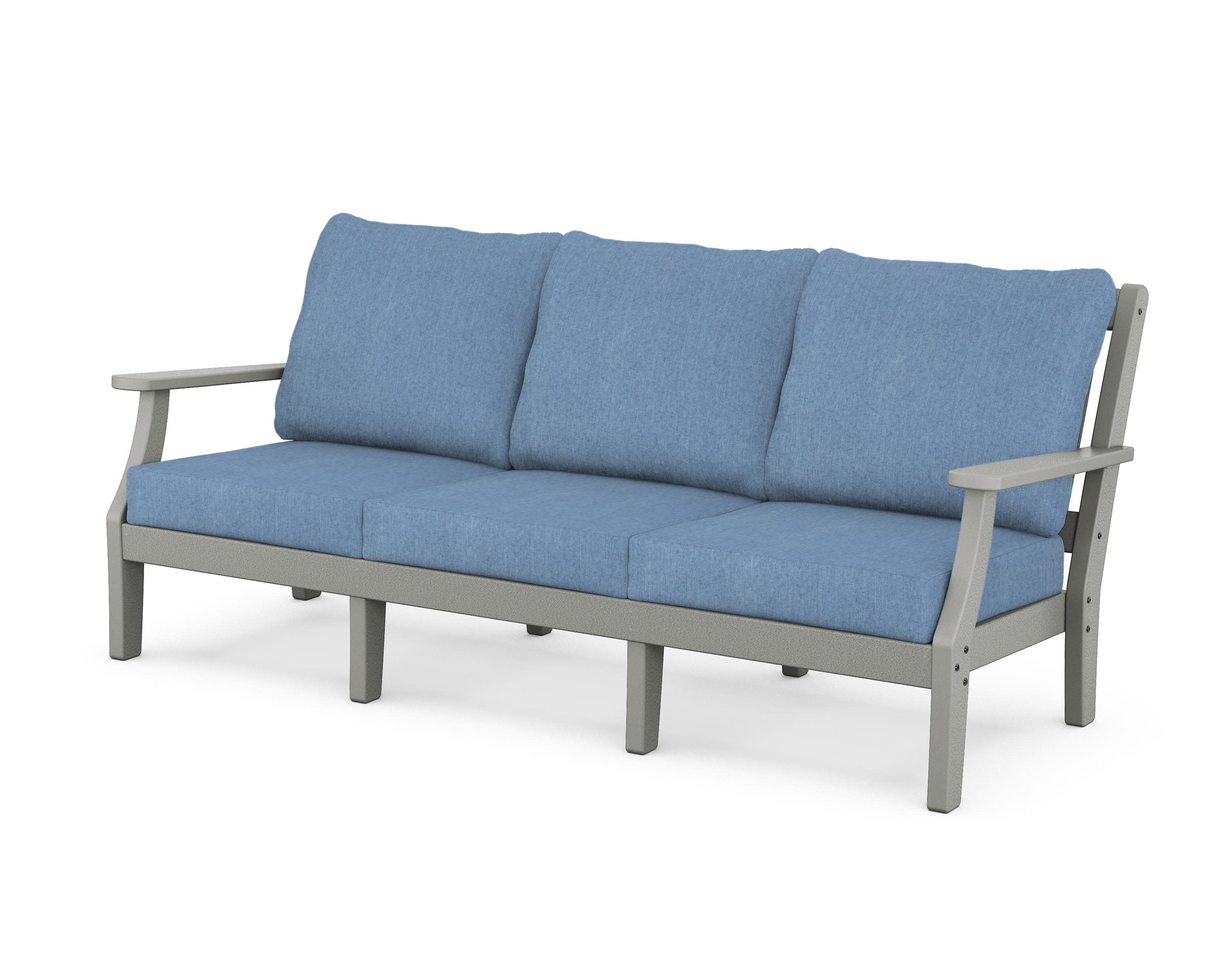 Chinoiserie Deep Seating Sofa in Slate Grey / Sky Blue