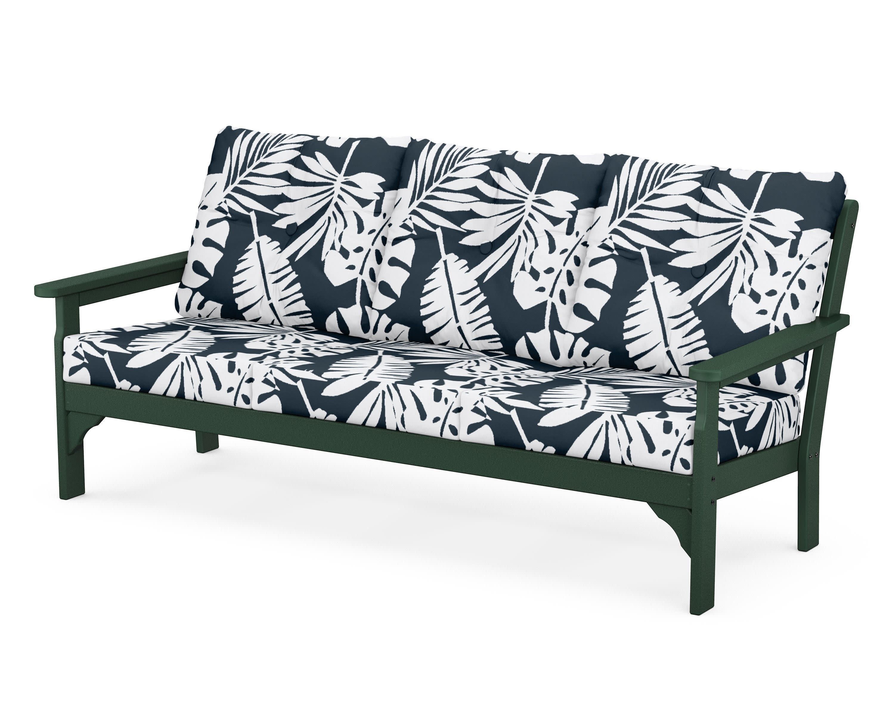Vineyard Deep Seating Sofa in Green / Leaf Marine Indigo