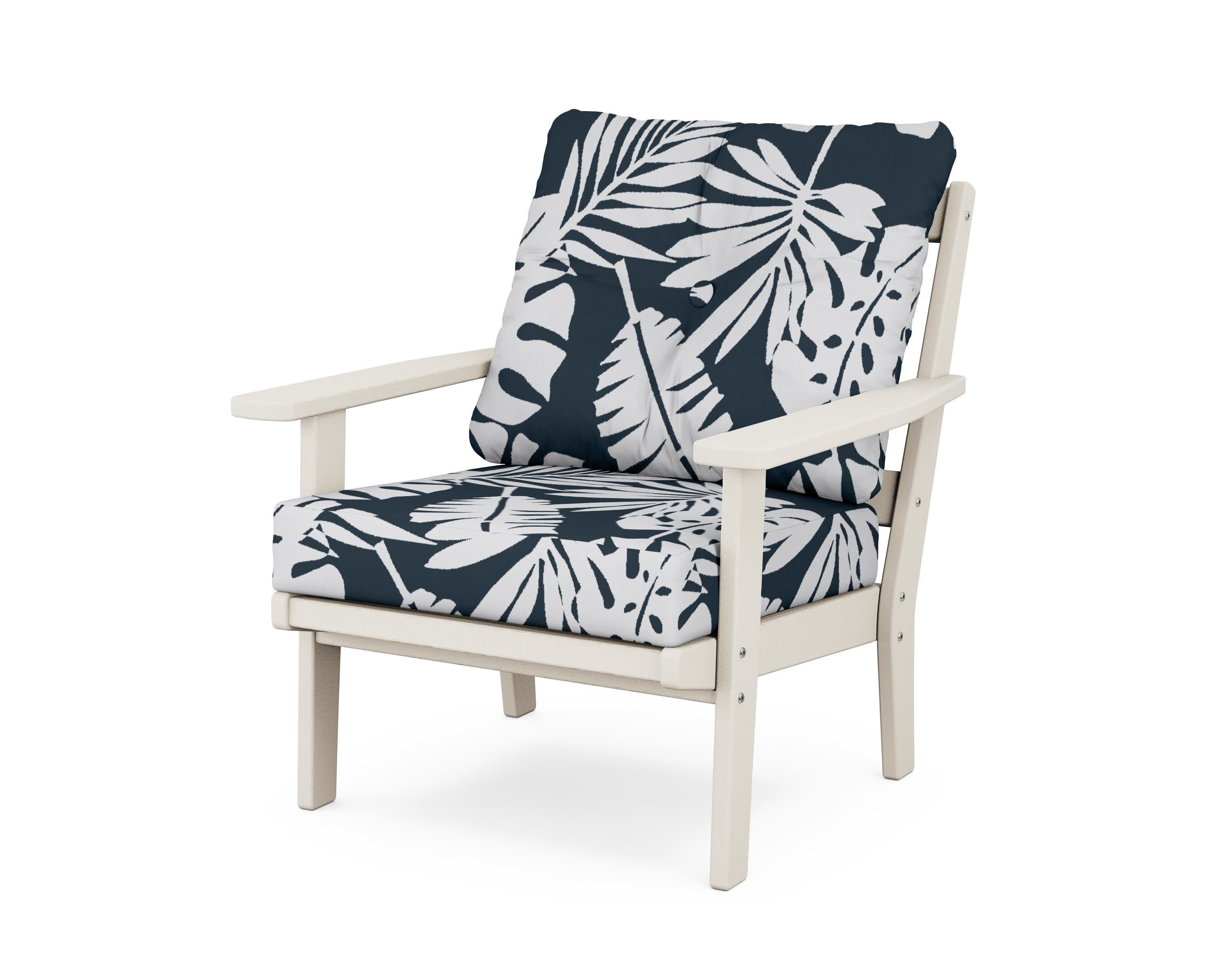 Oxford Deep Seating Chair in Sand / Leaf Marine Indigo