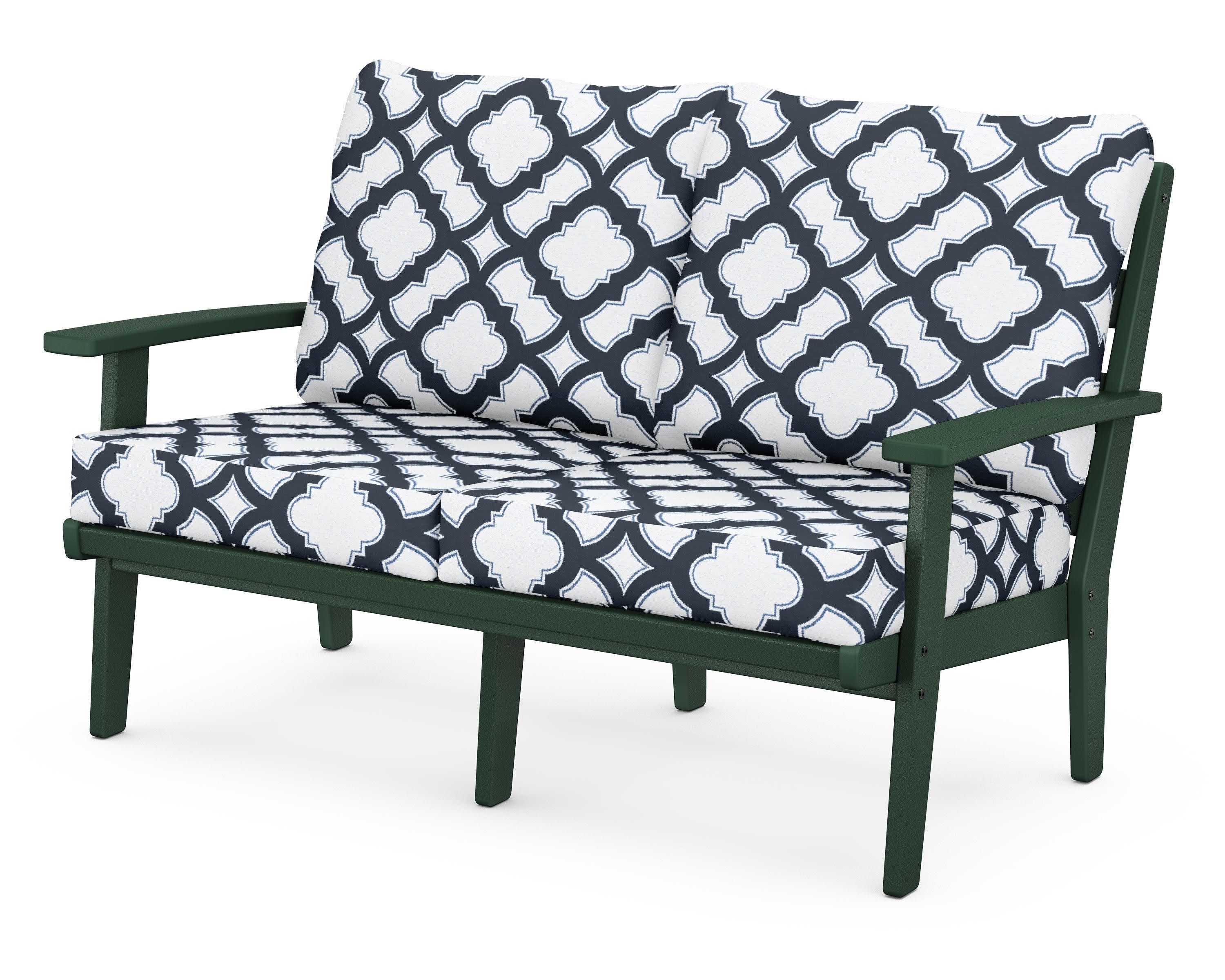 Grant Park Deep Seating Loveseat in Green / Trellis Marine Indigo