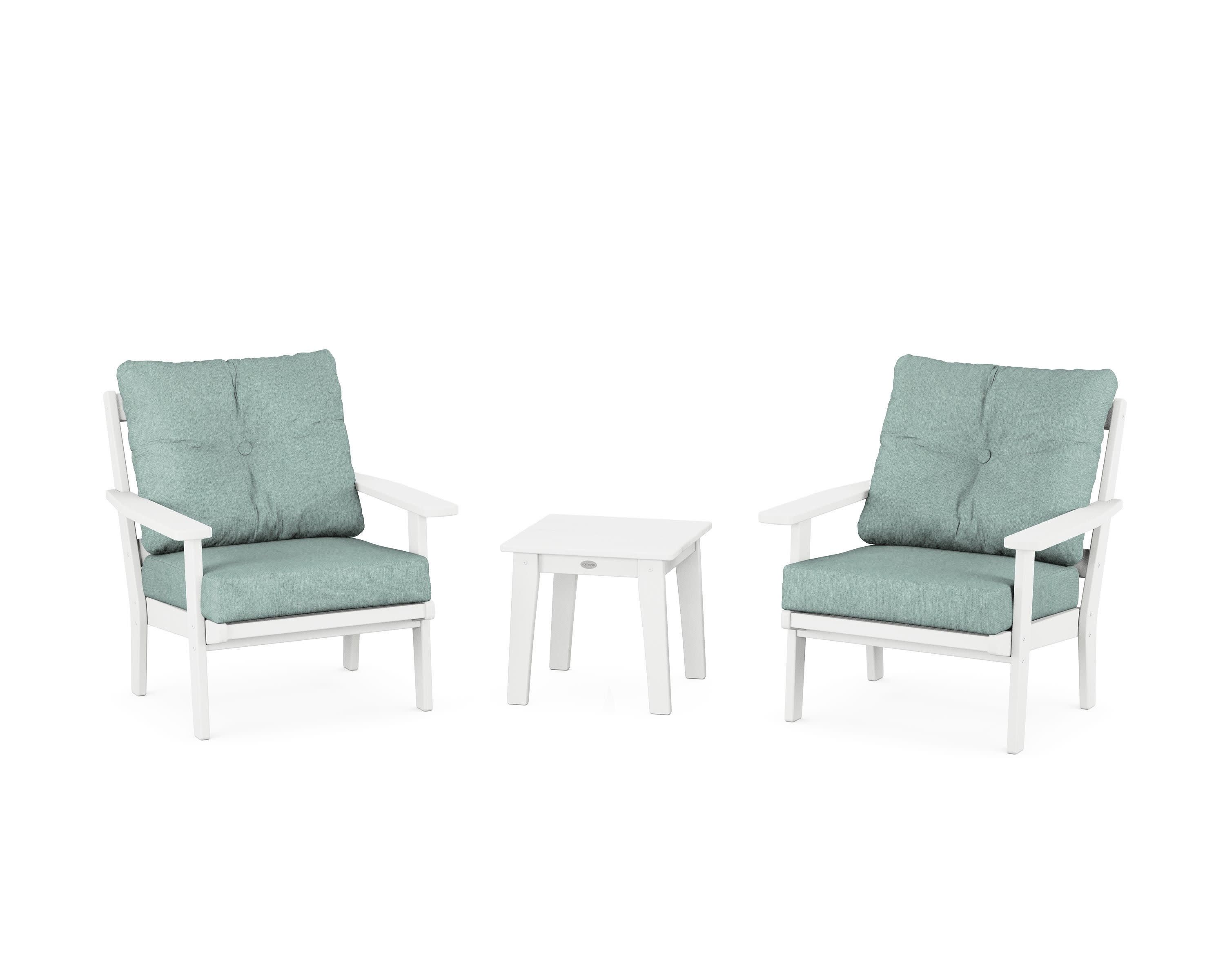 Oxford 3-Piece Deep Seating Set in White / Glacier Spa