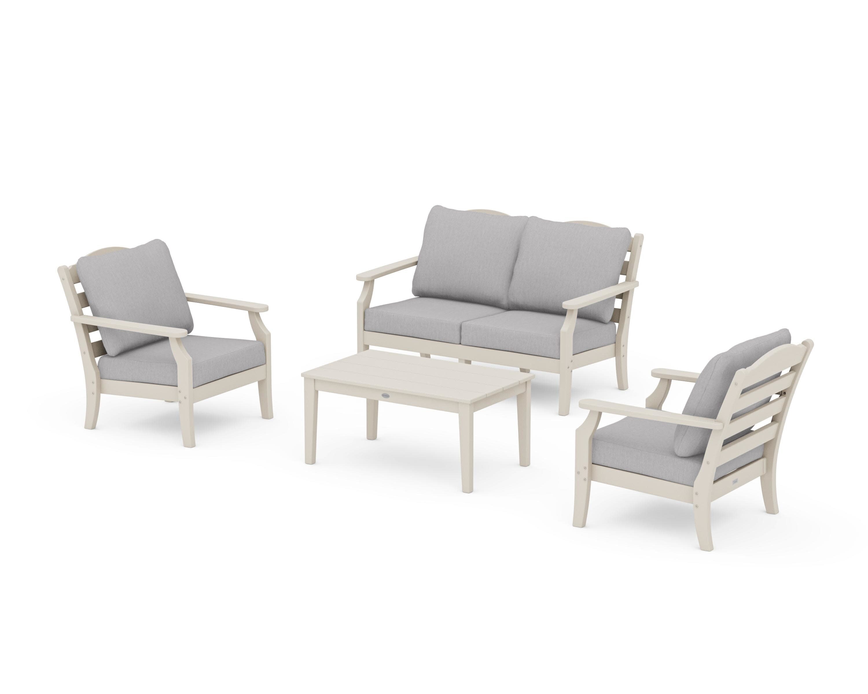 Savannah 4-Piece Deep Seating Set with Loveseat in Sand / Granite