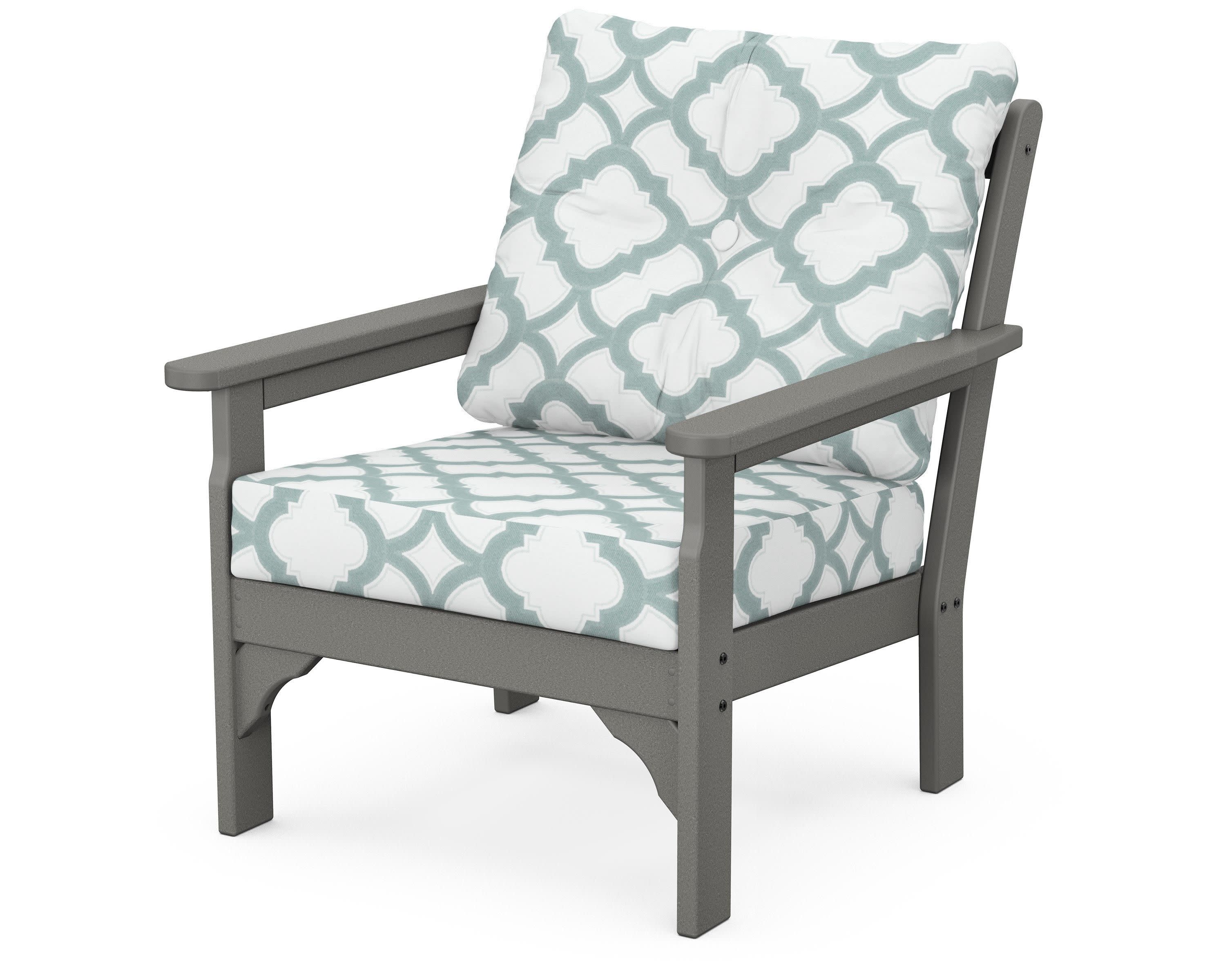 Vineyard Deep Seating Chair in Slate Grey / Trellis Glacier Spa