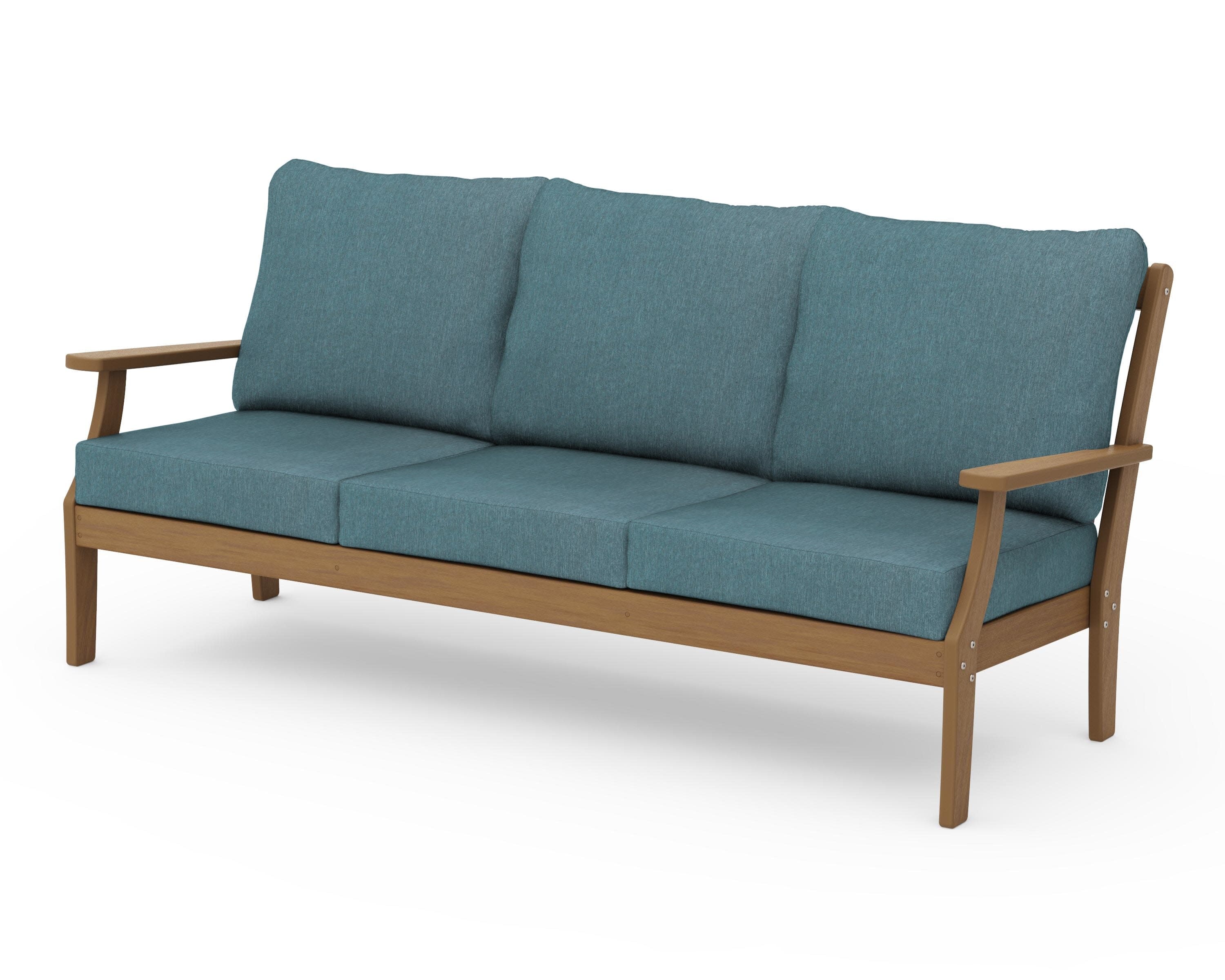 Braxton Deep Seating Sofa in Natural / Ocean Teal