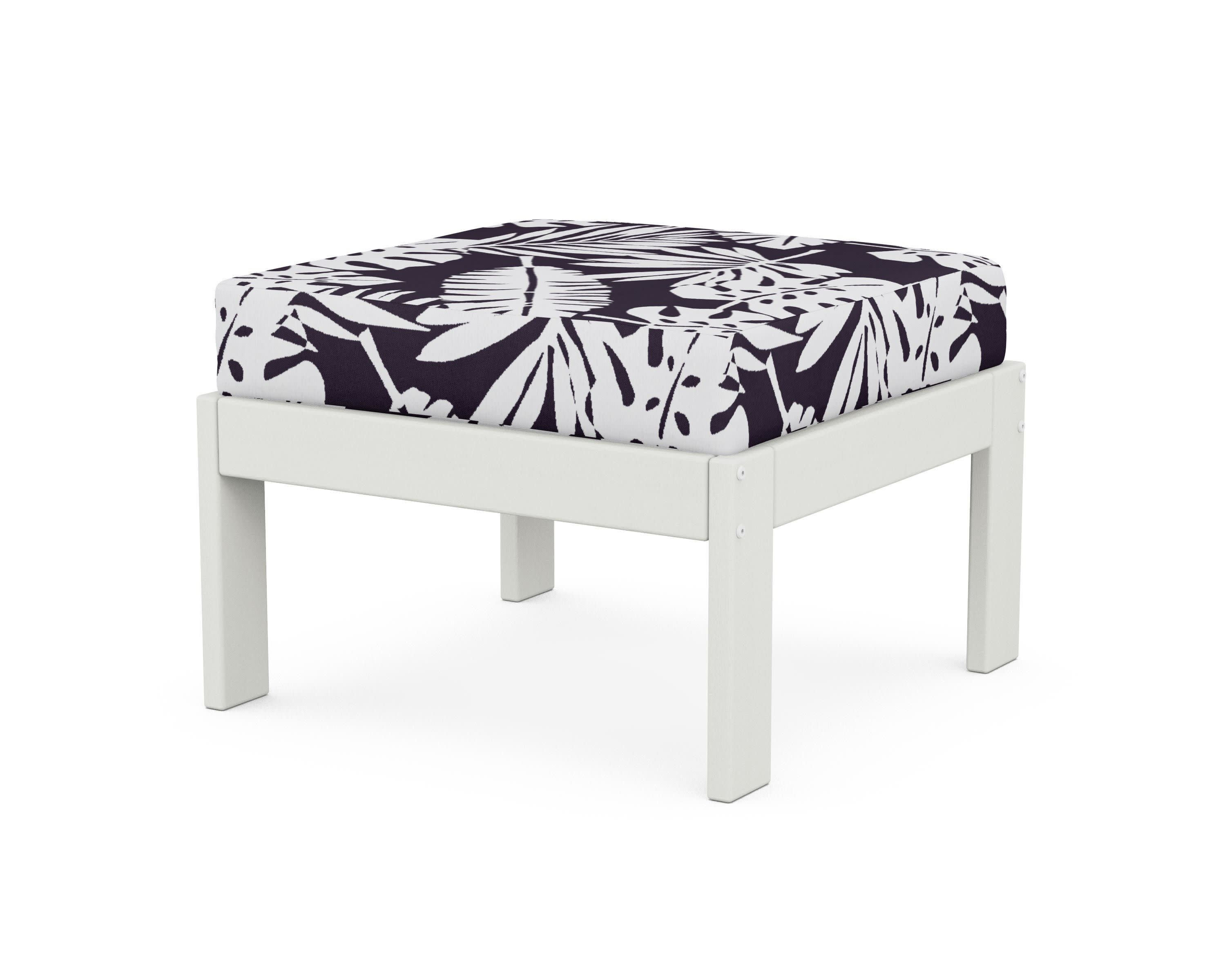 Vineyard Modular Ottoman in Vintage White / Leaf Navy