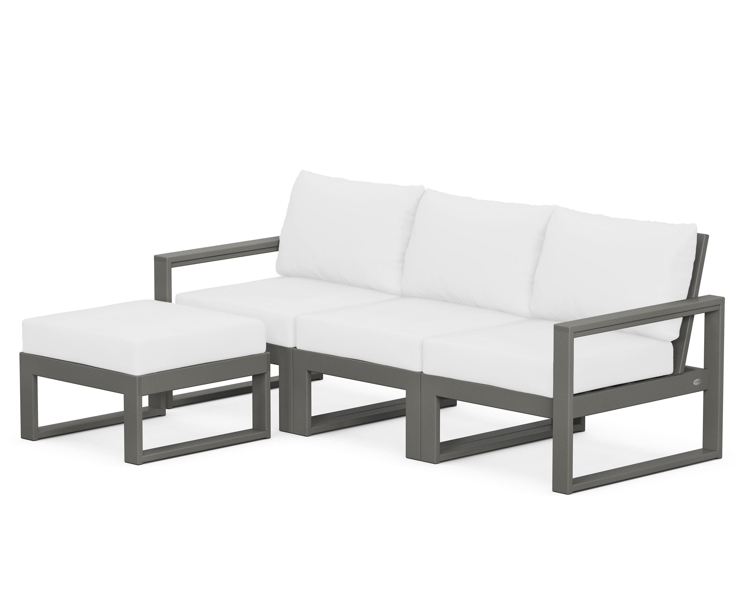 EDGE 4-Piece Modular Deep Seating Set with Ottoman in Slate Grey / Natural