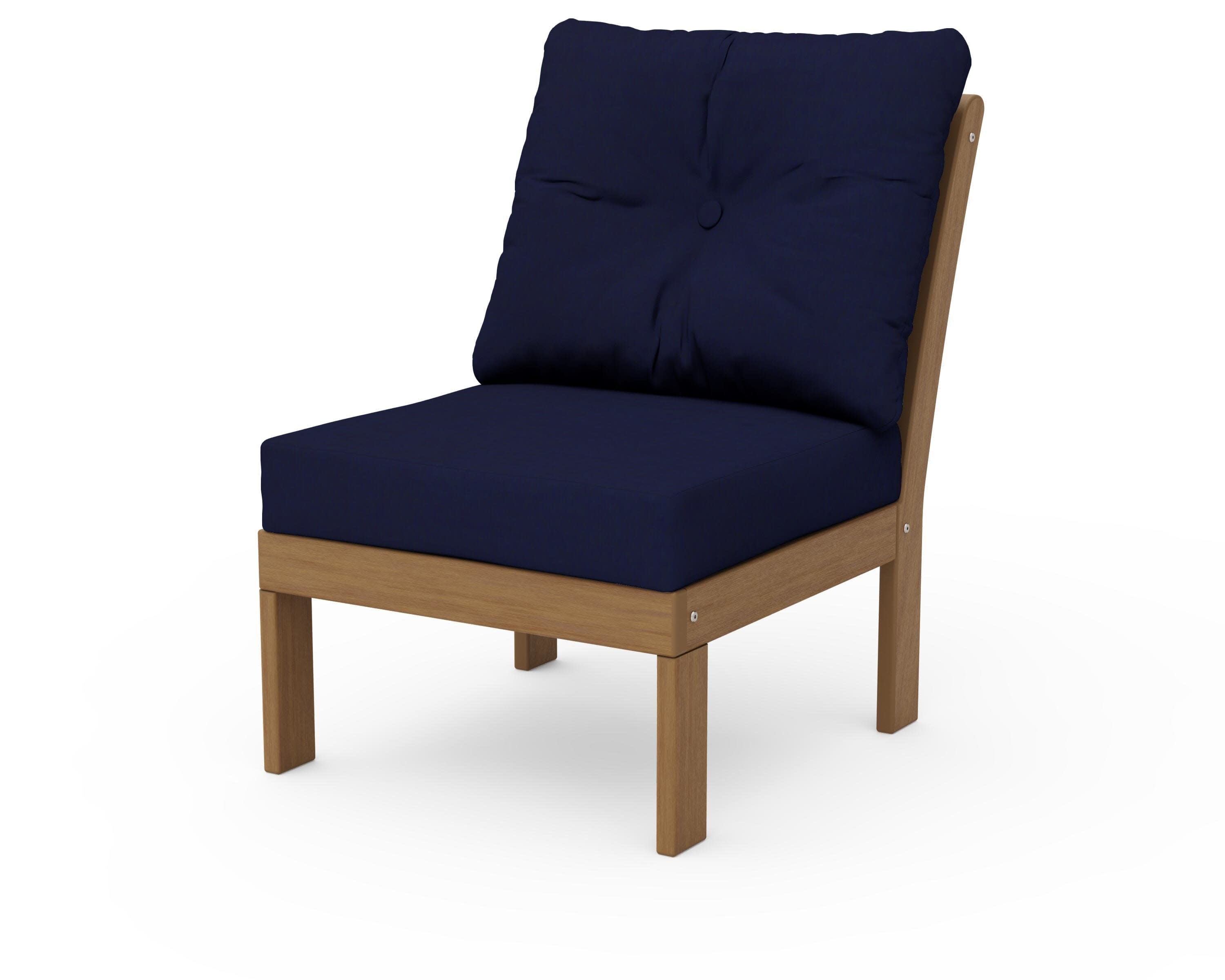 Vineyard Modular Armless Chair in Natural / Navy