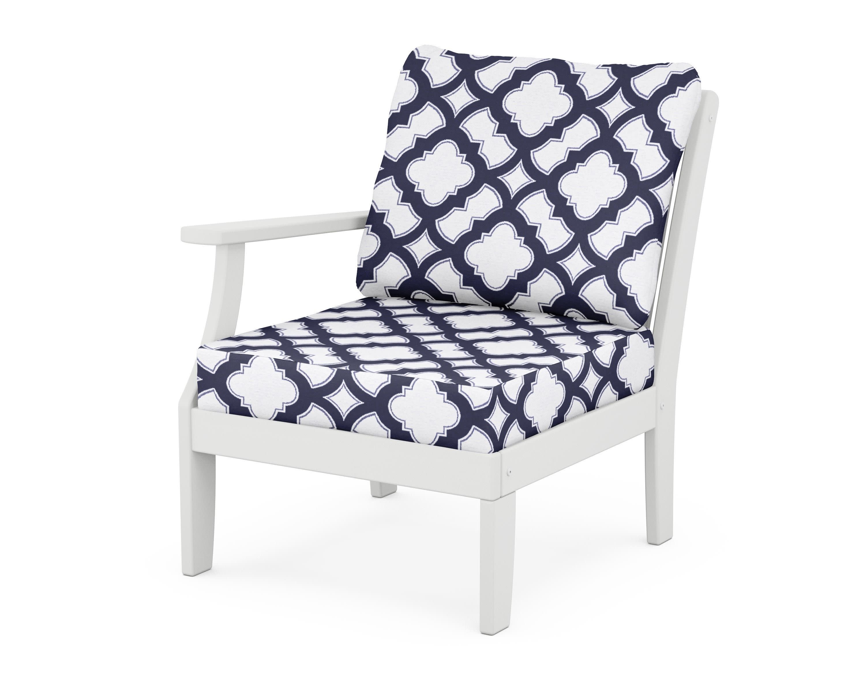 Braxton Modular Left Arm Chair in White / Trellis Navy
