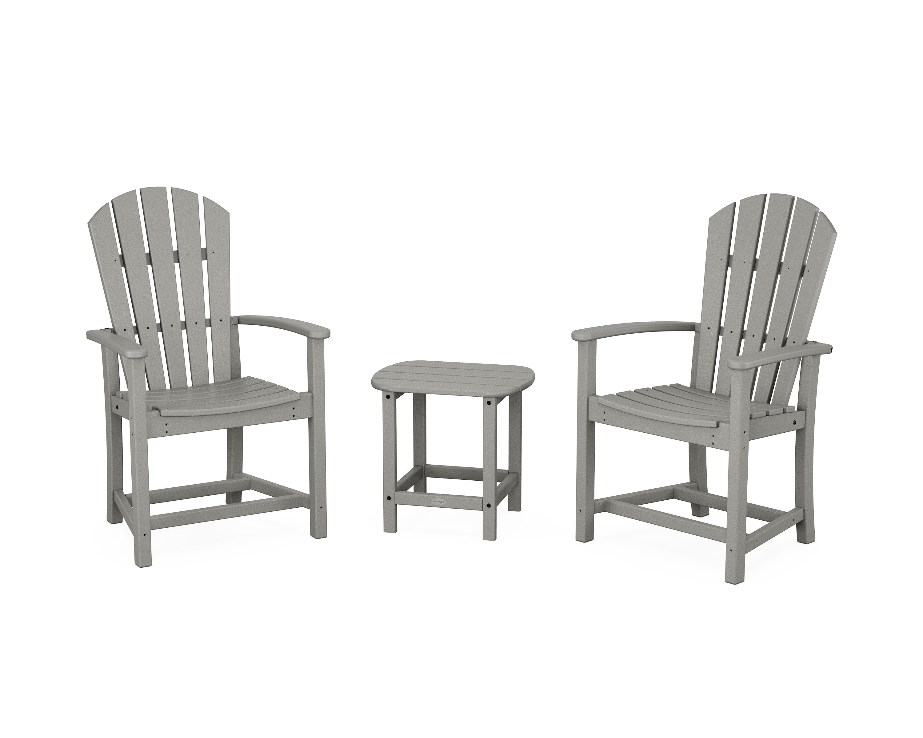 Palm Coast 3-Piece Upright Adirondack Chair Set in Slate Grey