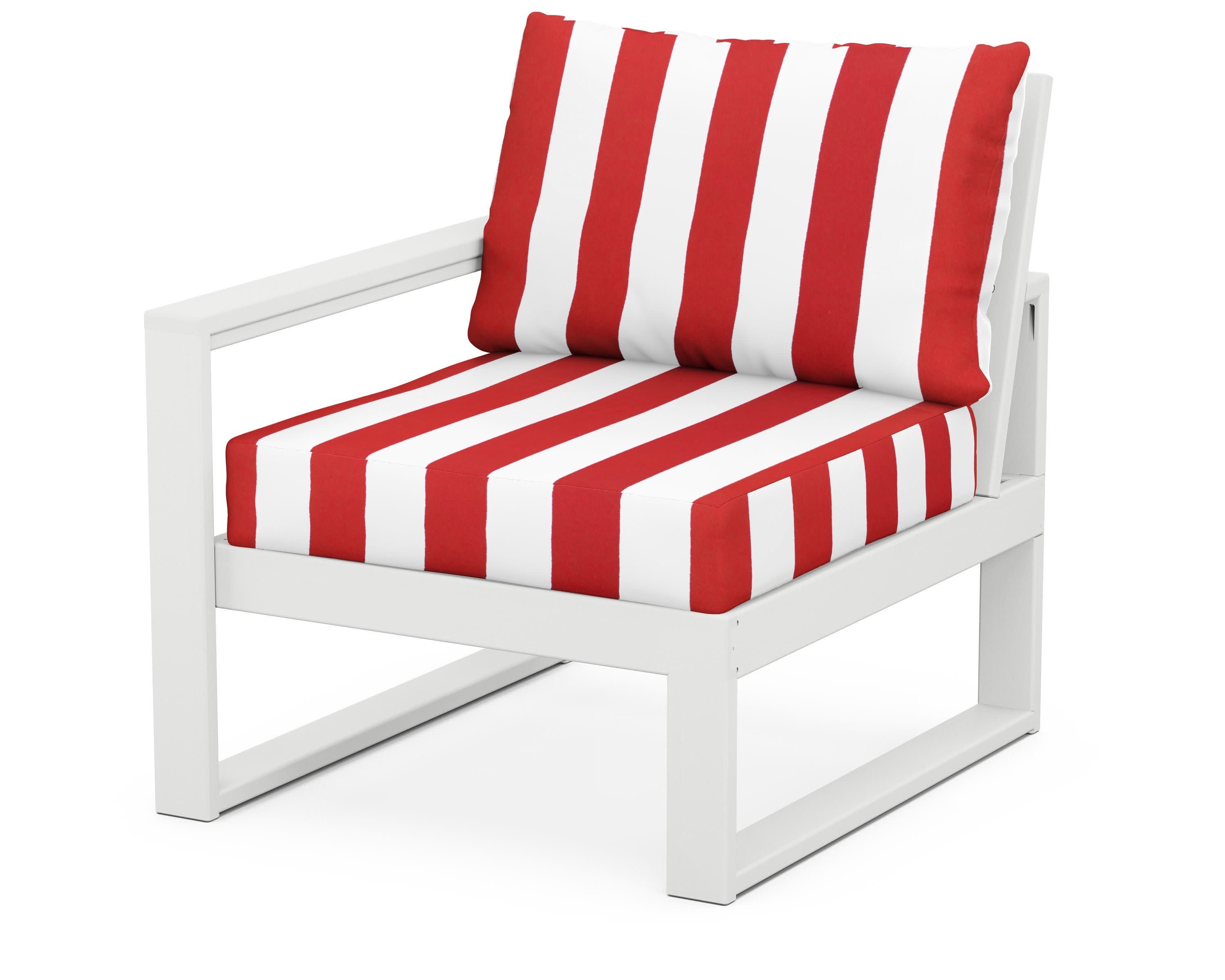 EDGE Modular Left Arm Chair in White / Cabana Stripe Crimson