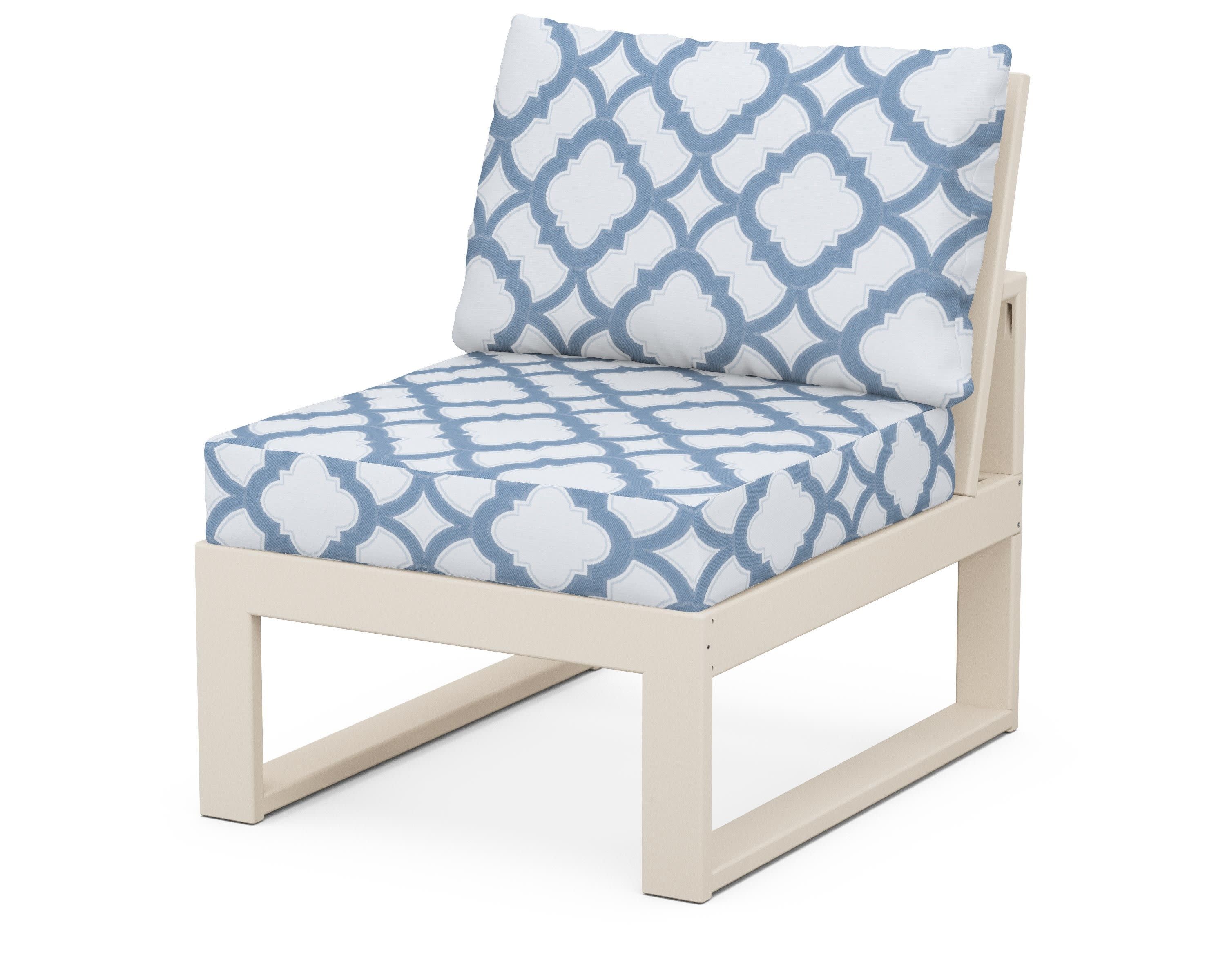 Modular Armless Chair in Sand / Trellis Sky Blue