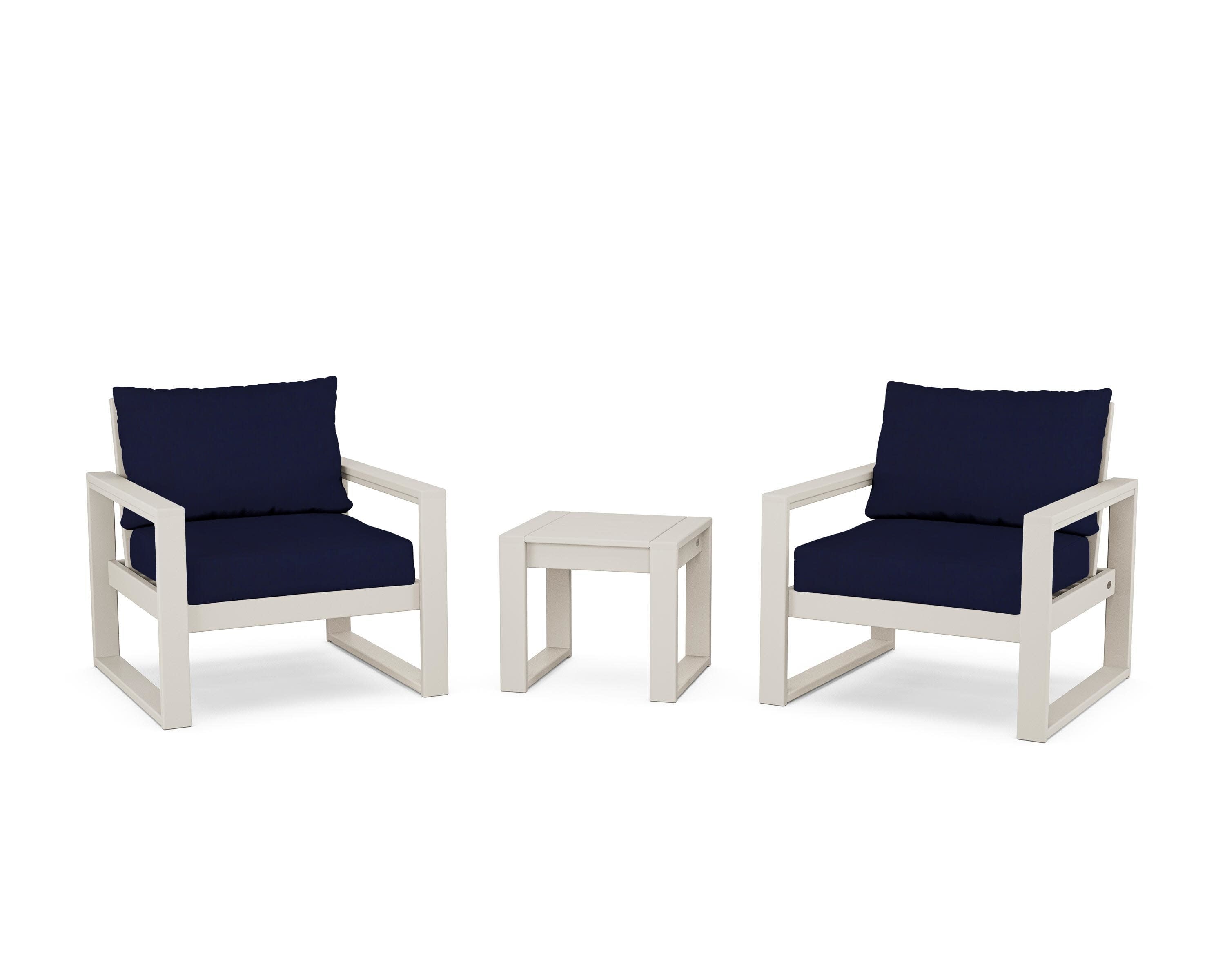EDGE Sectional 3-Piece Deep Seating Set in Sand / Navy