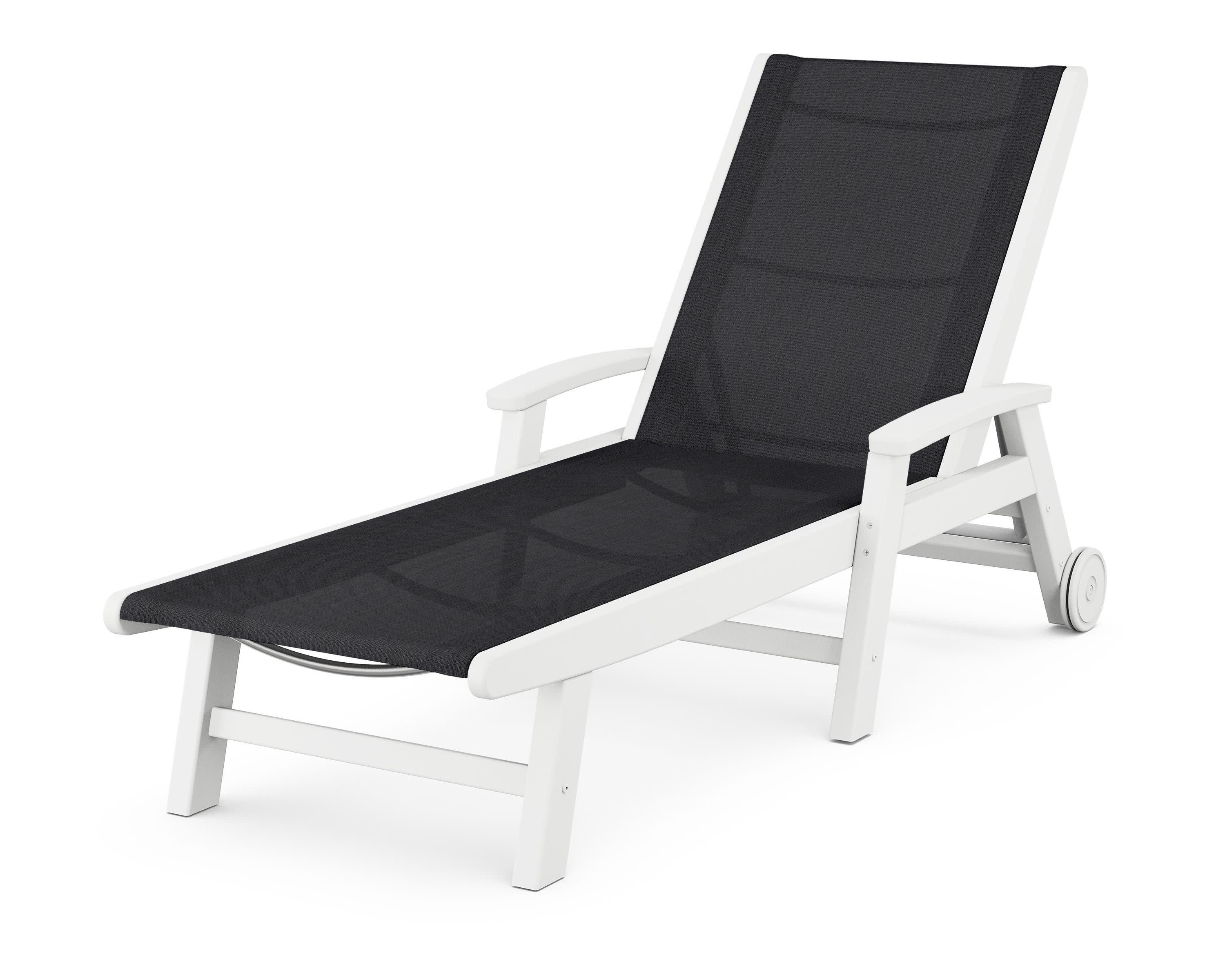 Coastal Chaise with Wheels in White / Black Sling