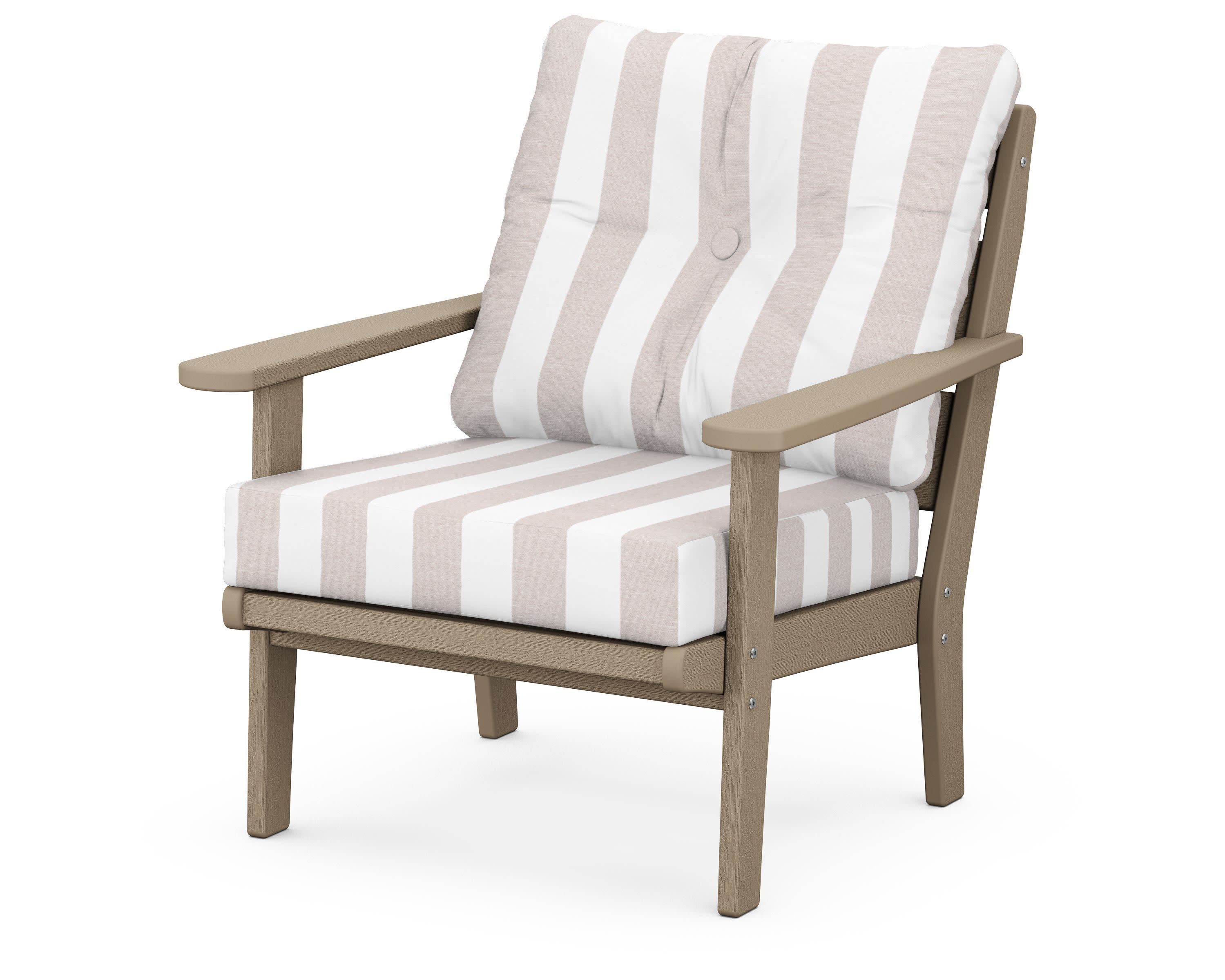 Lakeside Deep Seating Chair in Vintage Sahara / Cabana Stripe Dune Burlap