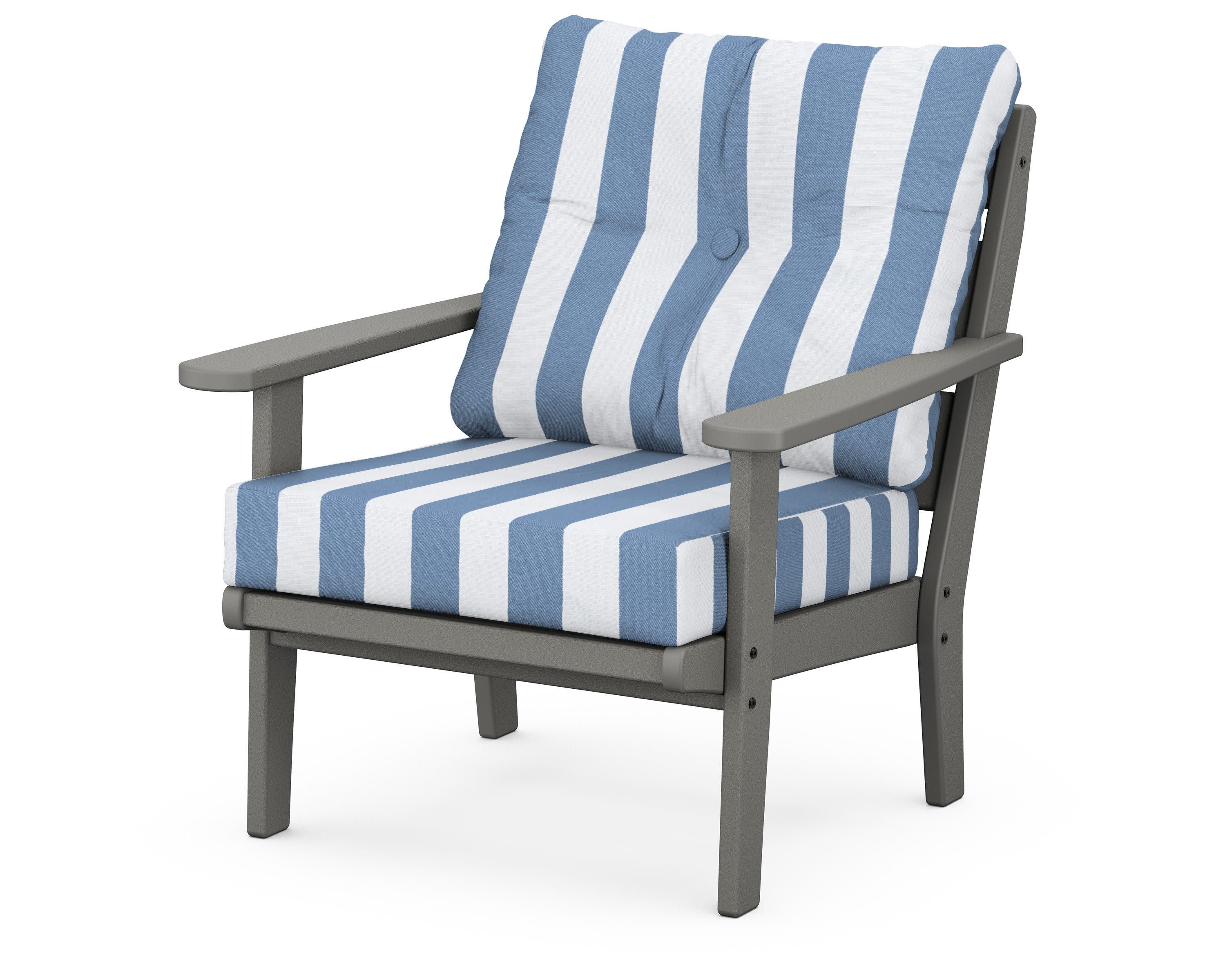 Lakeside Deep Seating Chair in Slate Grey / Cabana Stripe Sky Blue