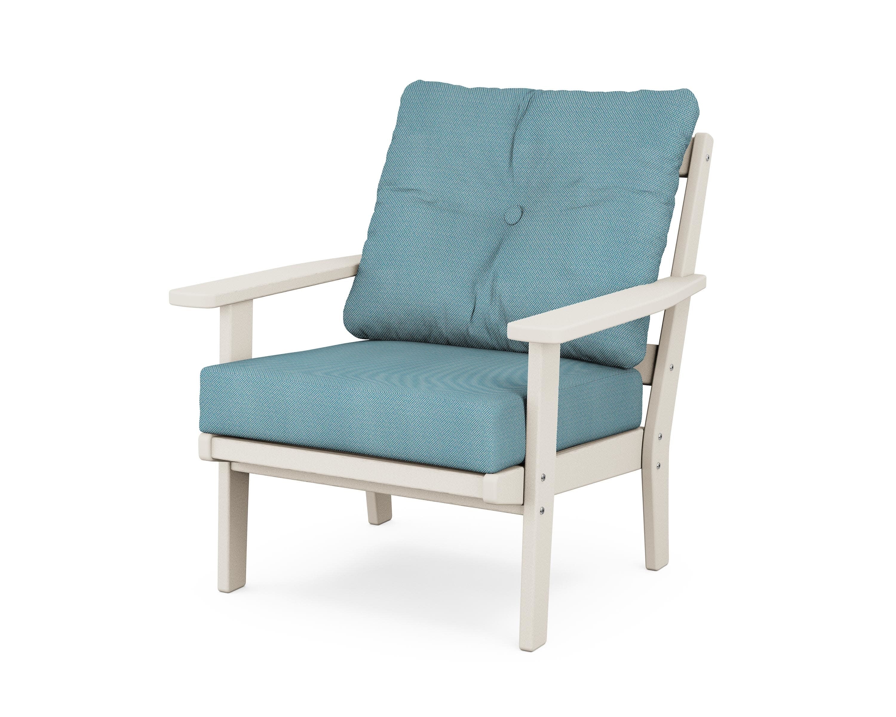 Oxford Deep Seating Chair in Sand / Lattice Sky Blue