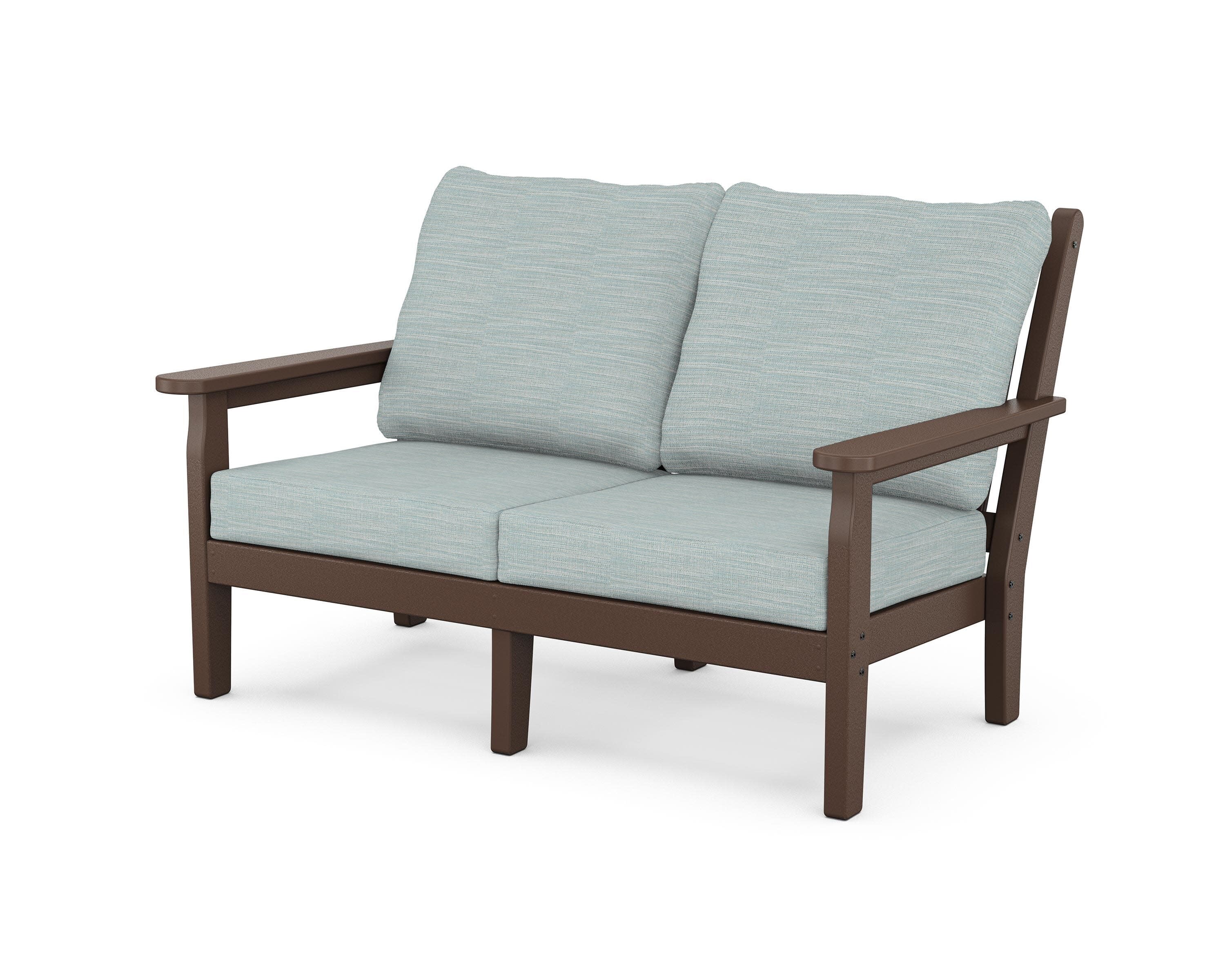 Chippendale Deep Seating Loveseat in Mahogany / Soothe Mist