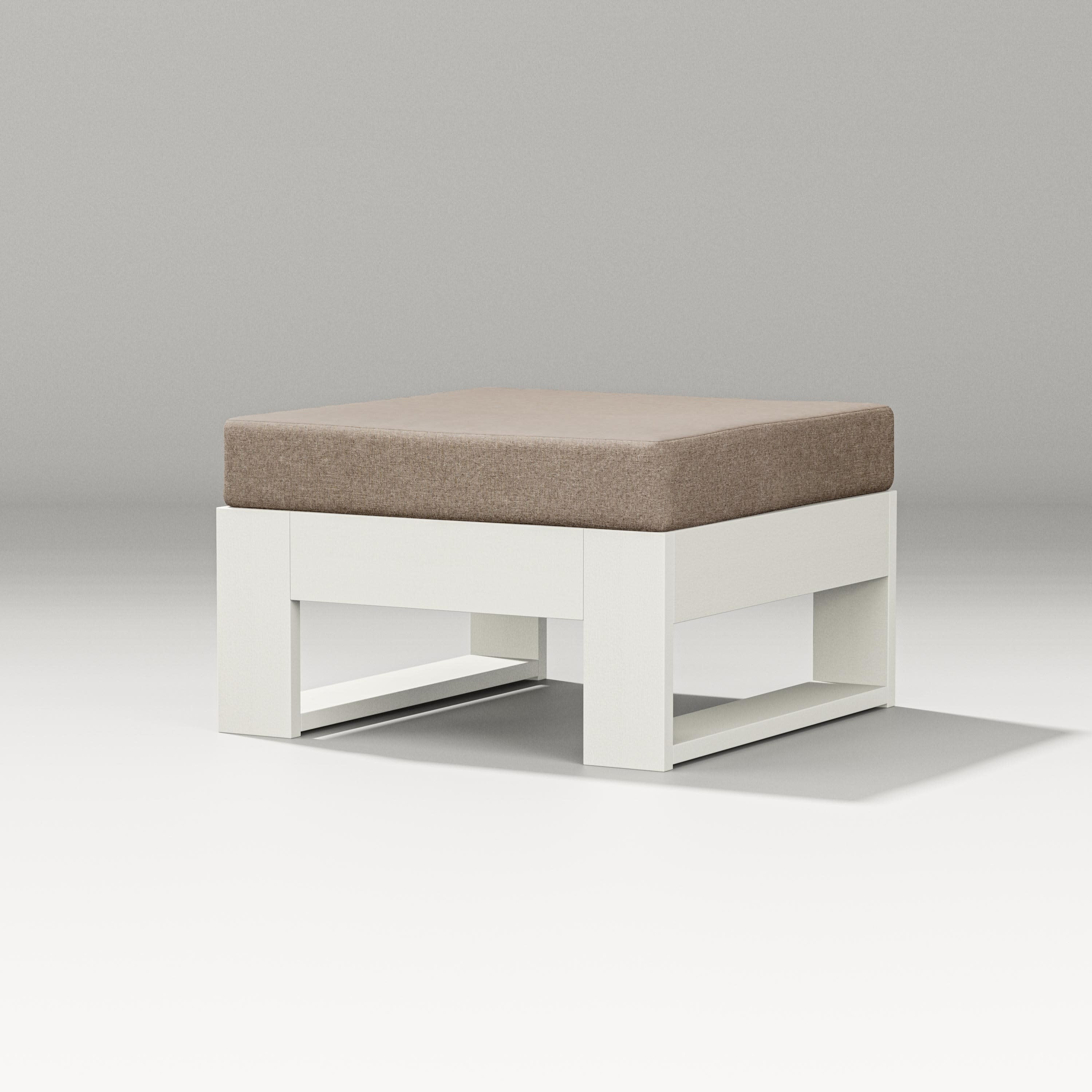 Latitude Lounge Ottoman in Vintage White / Spiced Burlap