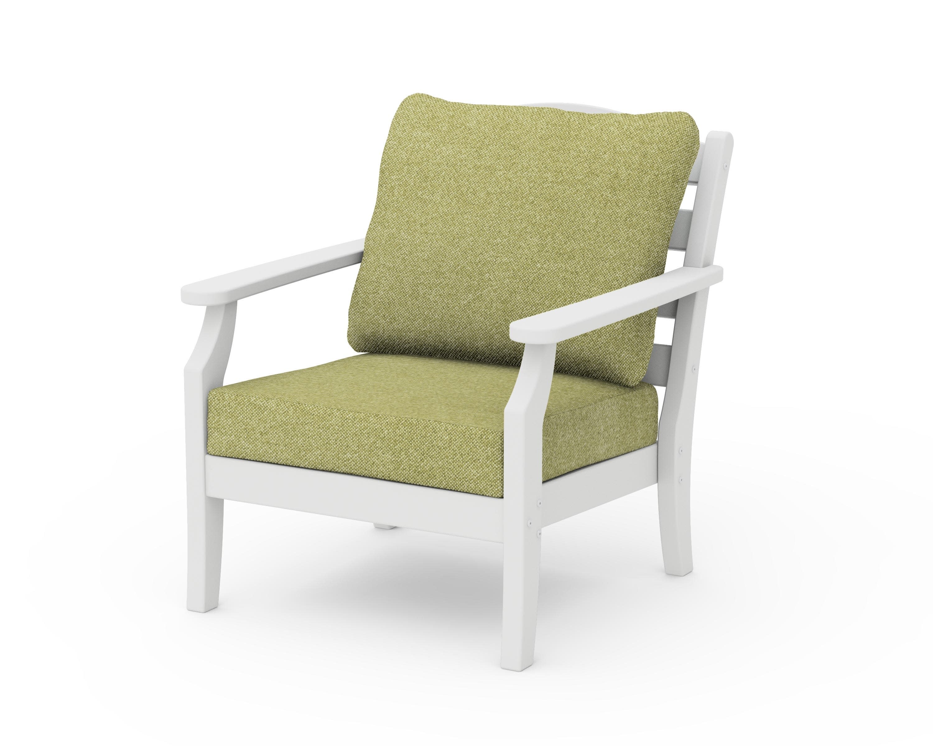 Savannah Deep Seating Chair in White / Chartreuse Boucle