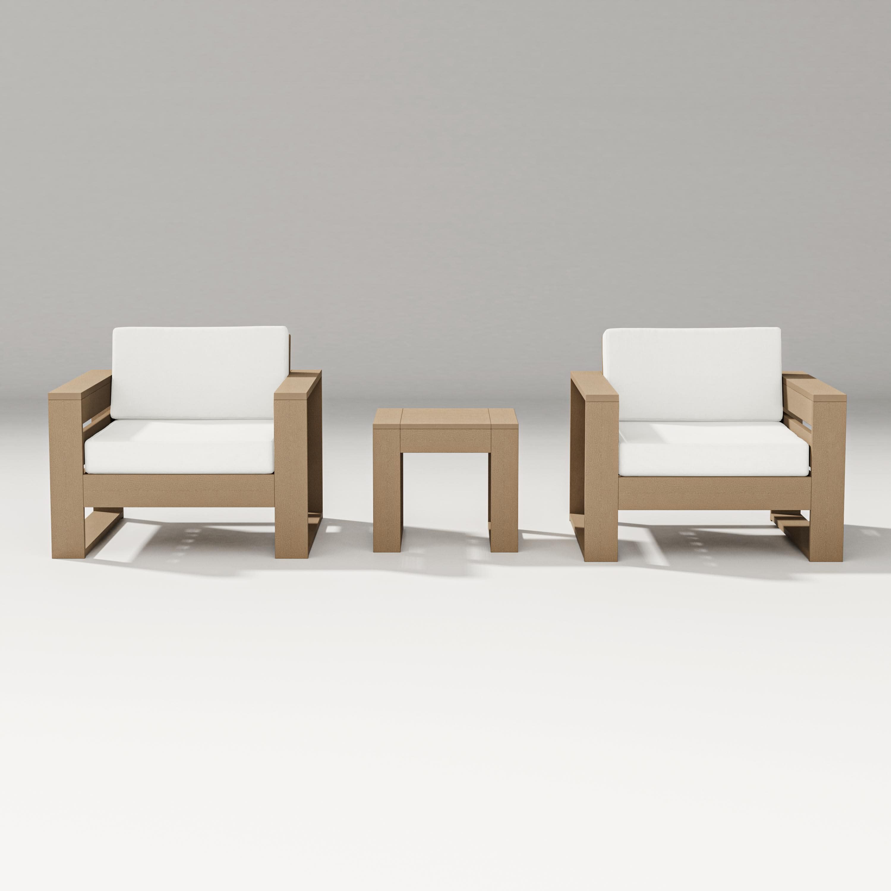Latitude 3-Piece Lounge Chair Set in Vintage Sahara / Natural Linen