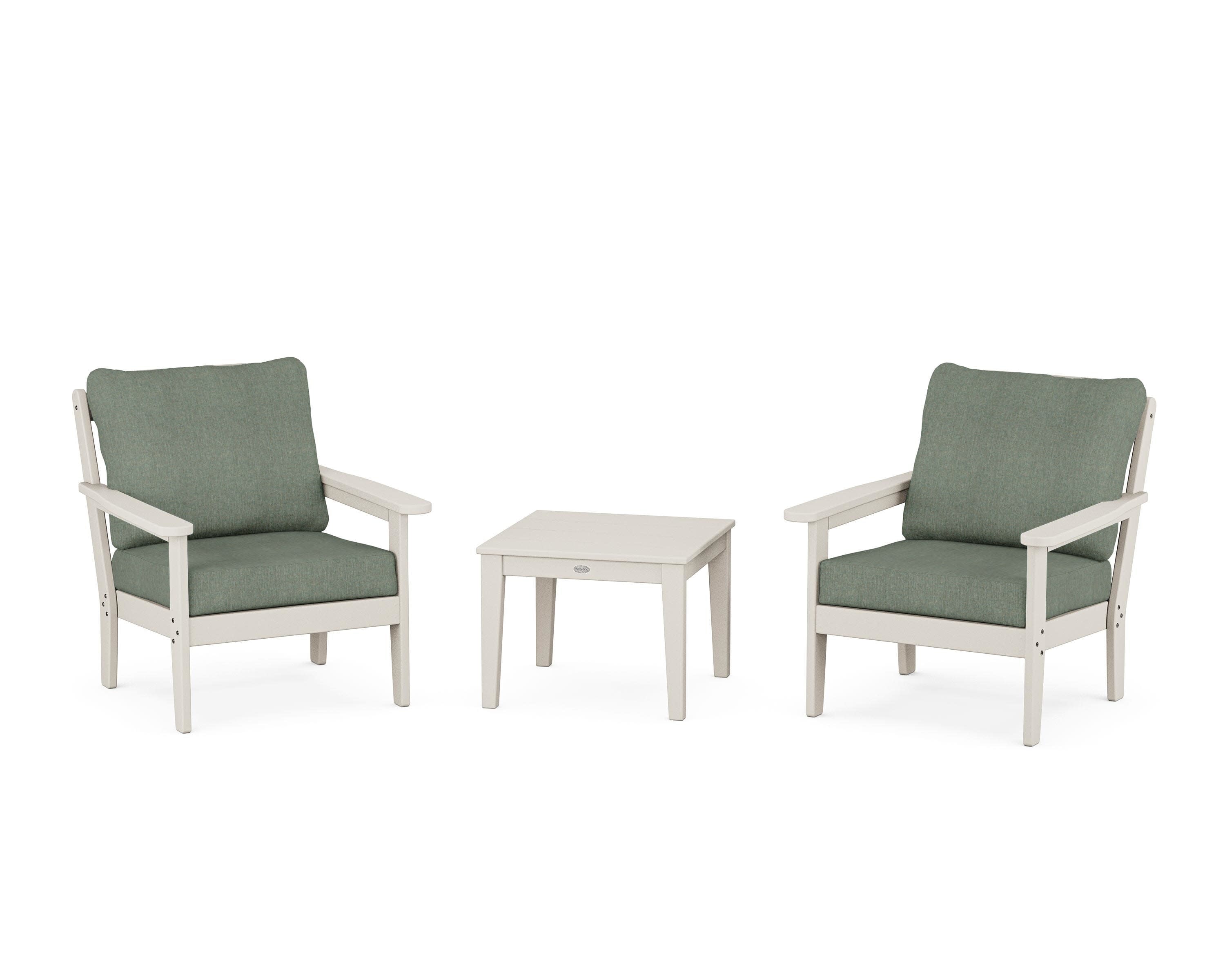 Cottage 3-Piece Deep Seating Set in Sand / Cast Sage