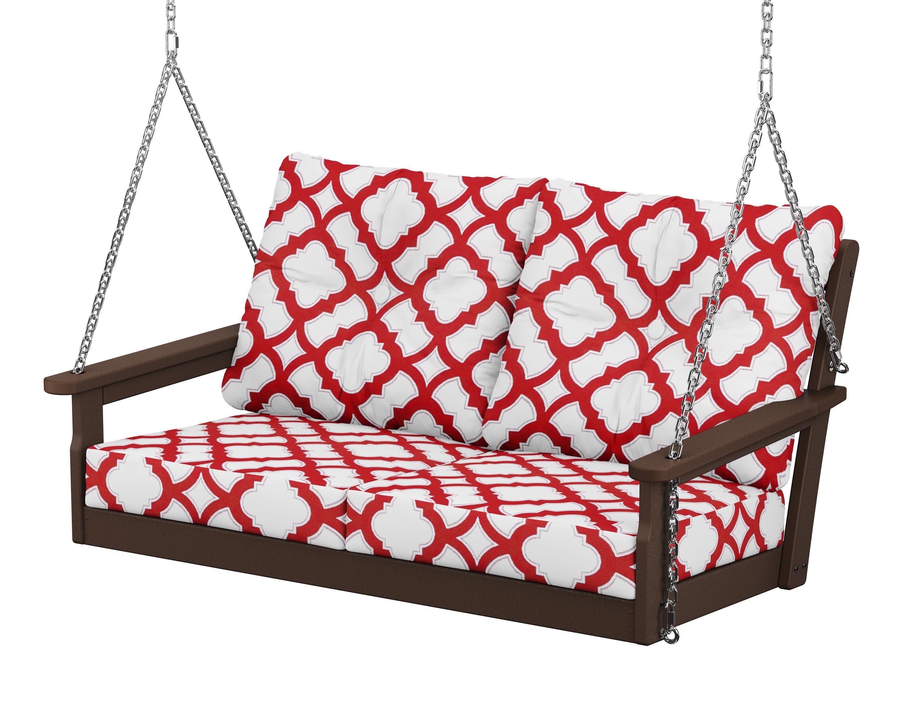 Vineyard Deep Seating Swing in Mahogany / Trellis Crimson