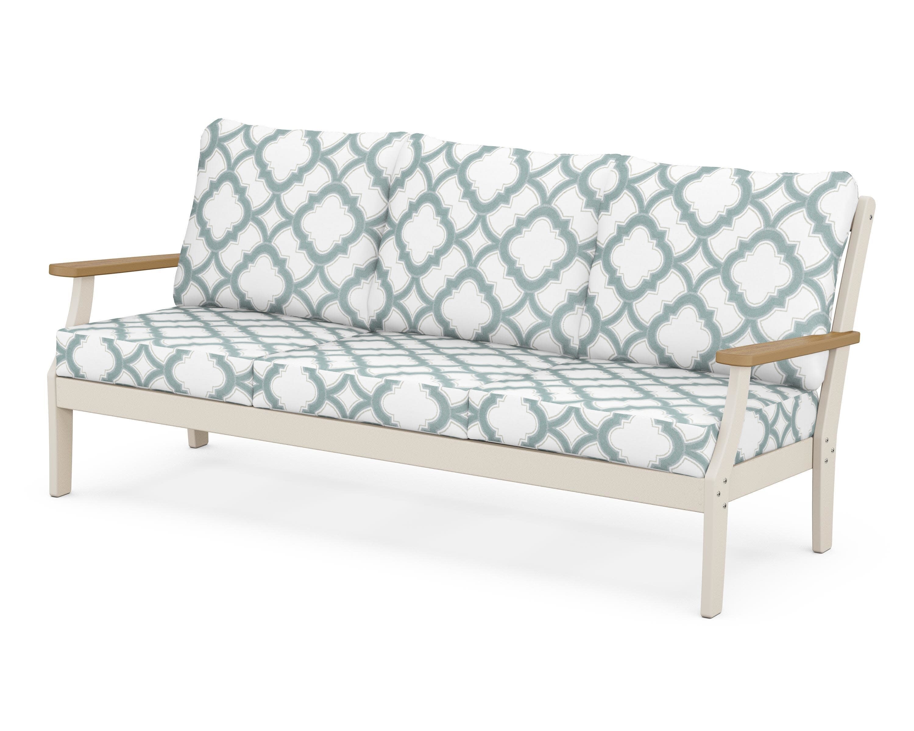 Braxton Deep Seating Sofa in Sand / Natural / Trellis Glacier Spa